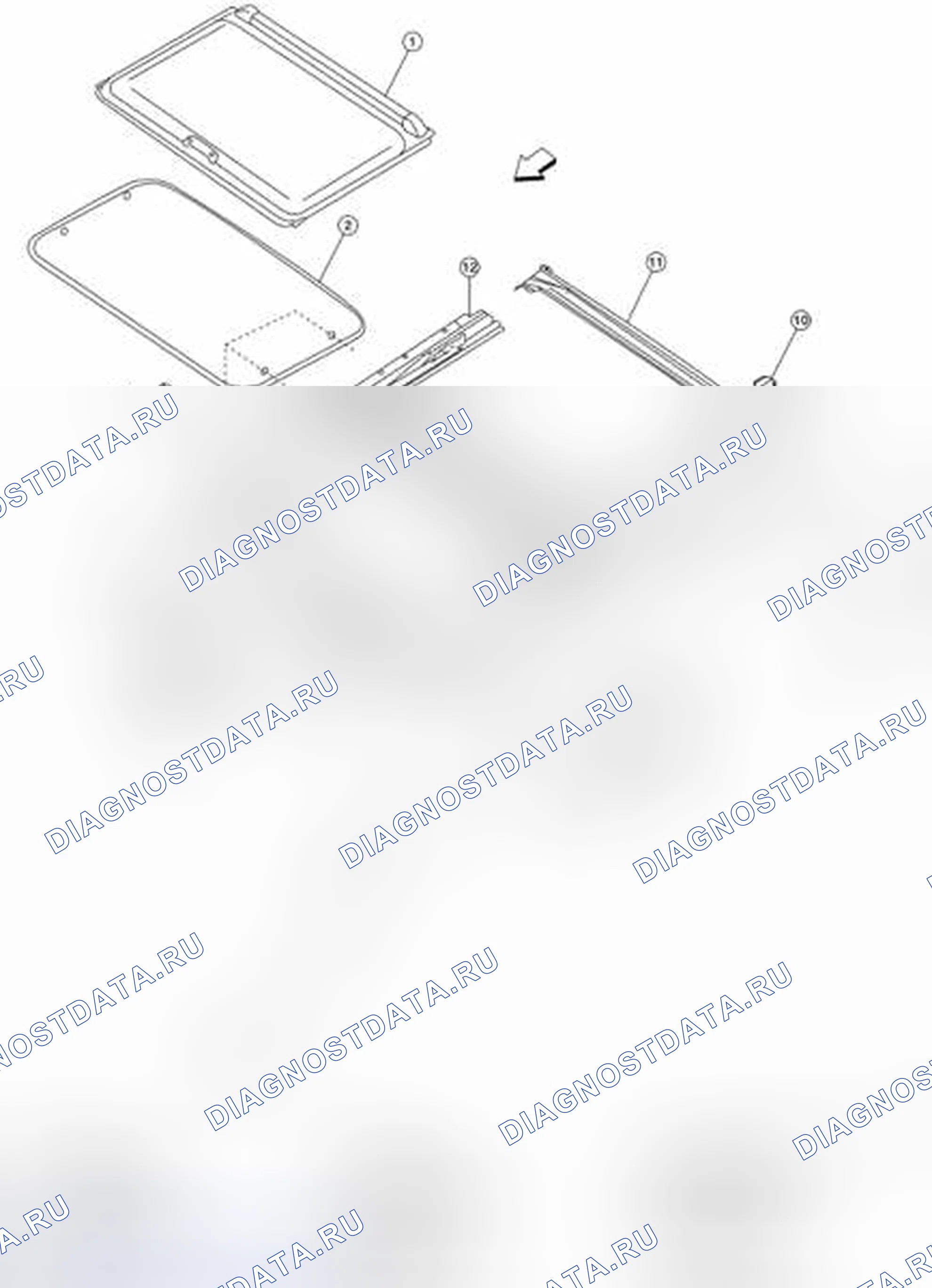 Рис. 21: Идентификация компонентов люка. Nissan Sentra B16
