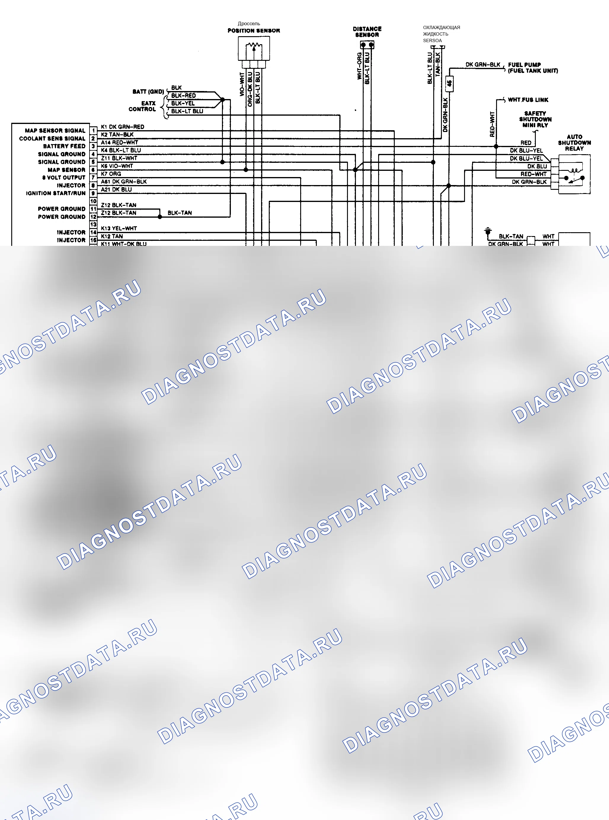 Рис. 4: электросхема (3.3L Caravan, Town и Country и Voyager). Dodge Dakota 