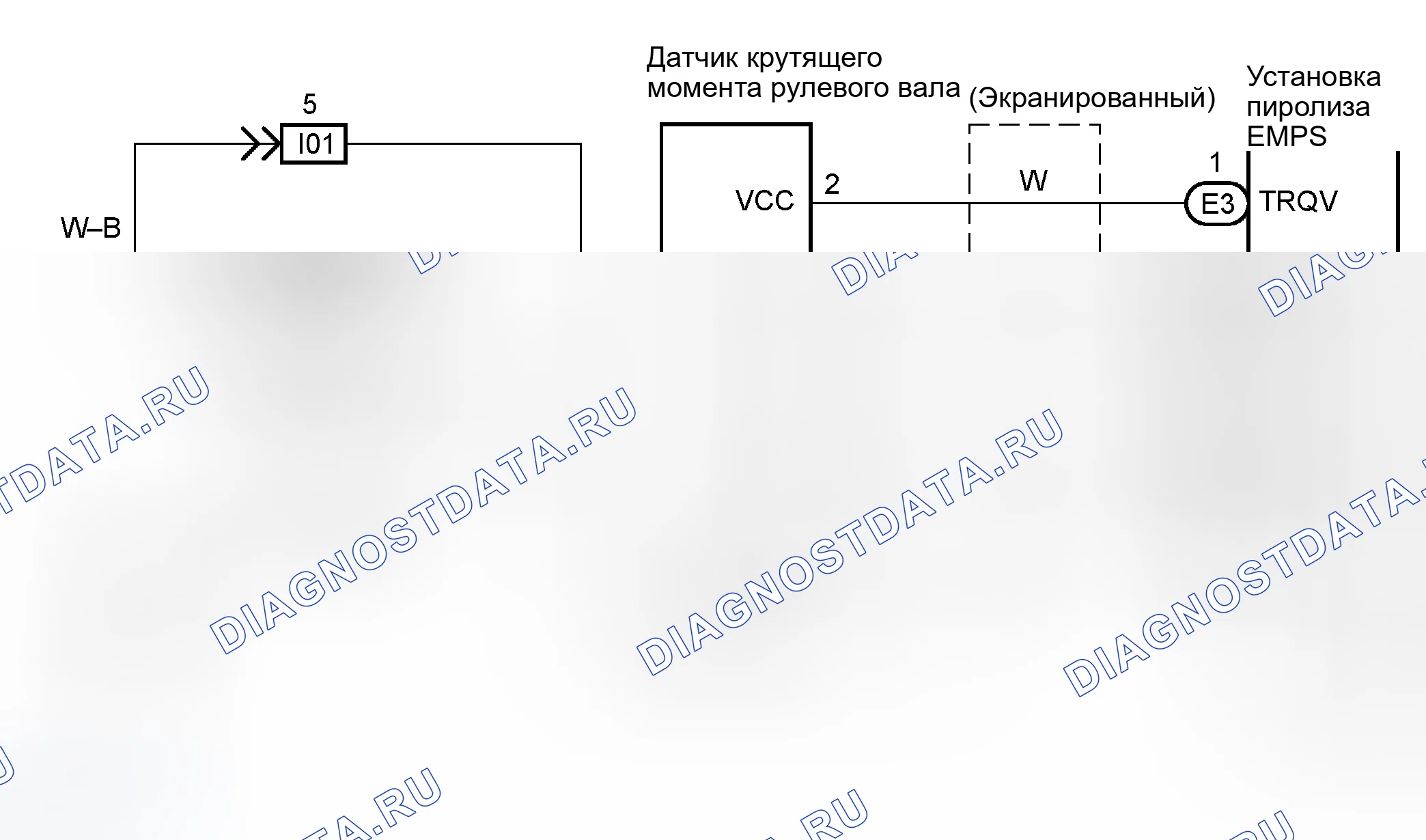 Рис. 22: Схема подключения цепи датчика крутящего момента. Toyota Prius I рестайлинг