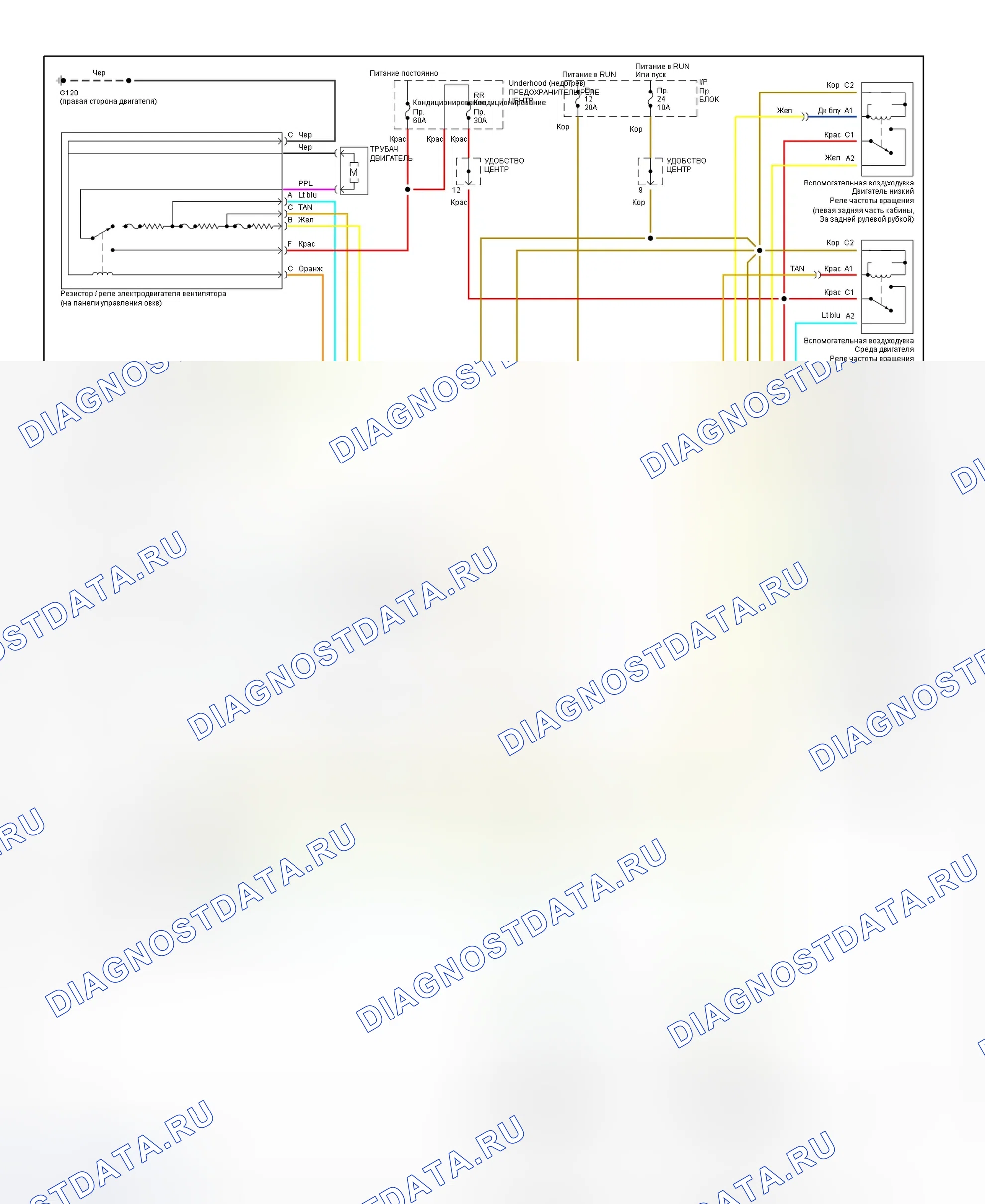 Рис. 3: Схема подключения системы подогревателя. Chevrolet Chevy Van G3500 