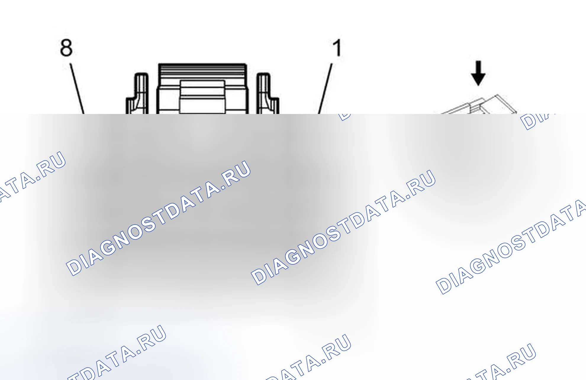 Рис. 257: Вид с торца разъема модуля управления ОВКВ X1. Chevrolet Impala IX