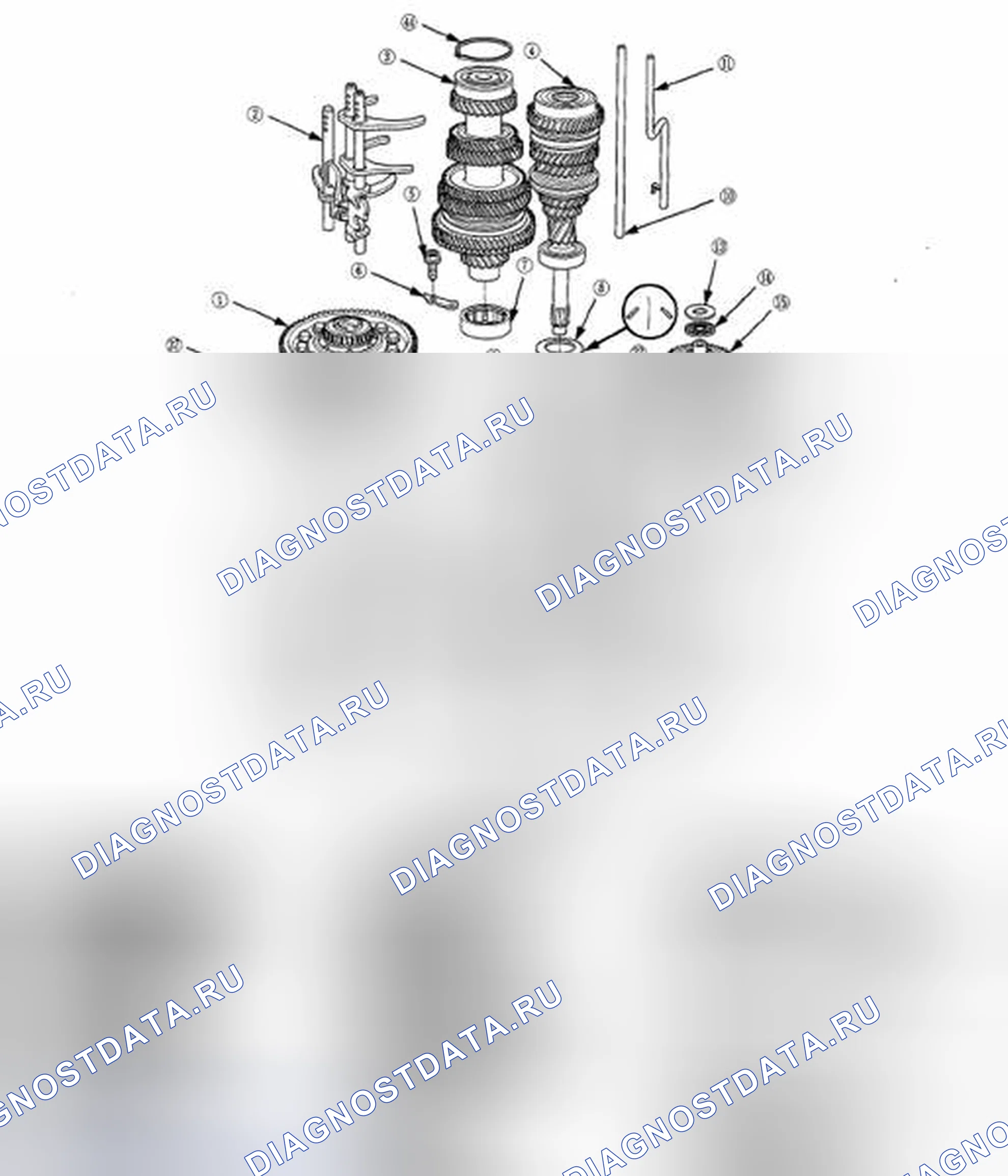 Рис. 104: Разнесенный вид - корпус сцепления. Honda Accord VIII
