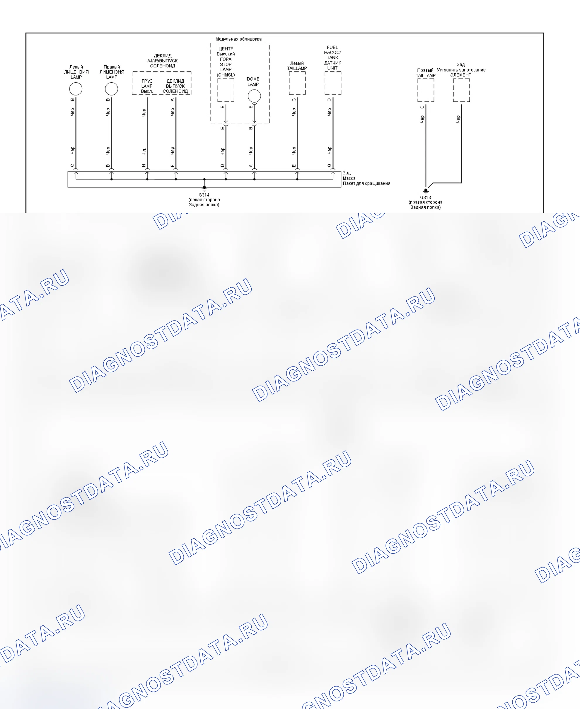 Рис. 113: Схема заземления (Saturn SC1, SC2, SL, SL1, SL2 и SW2-3 из 3). Pontiac Grand AM V