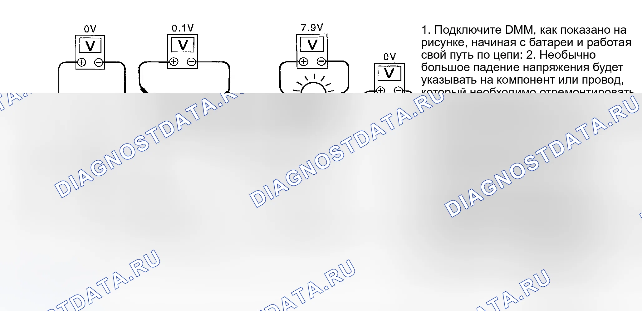 Рис. 55: Измерение падения напряжения (пошаговый метод). Infiniti FX45 I