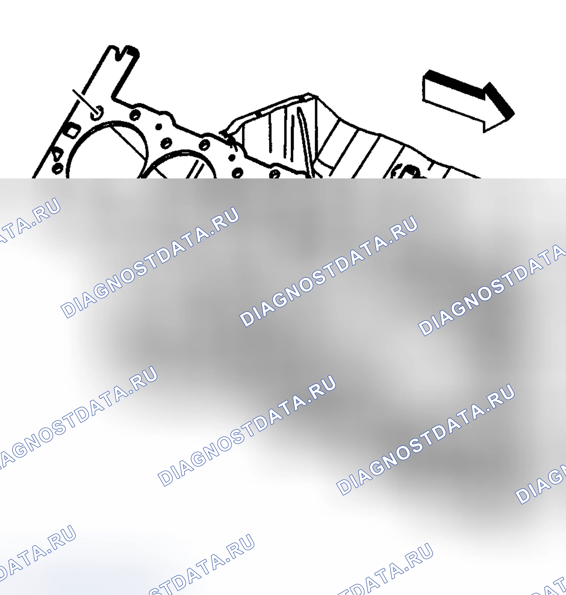 Рис. 1373: Установка головки цилиндров - справа. Chevrolet Silverado 2500 
