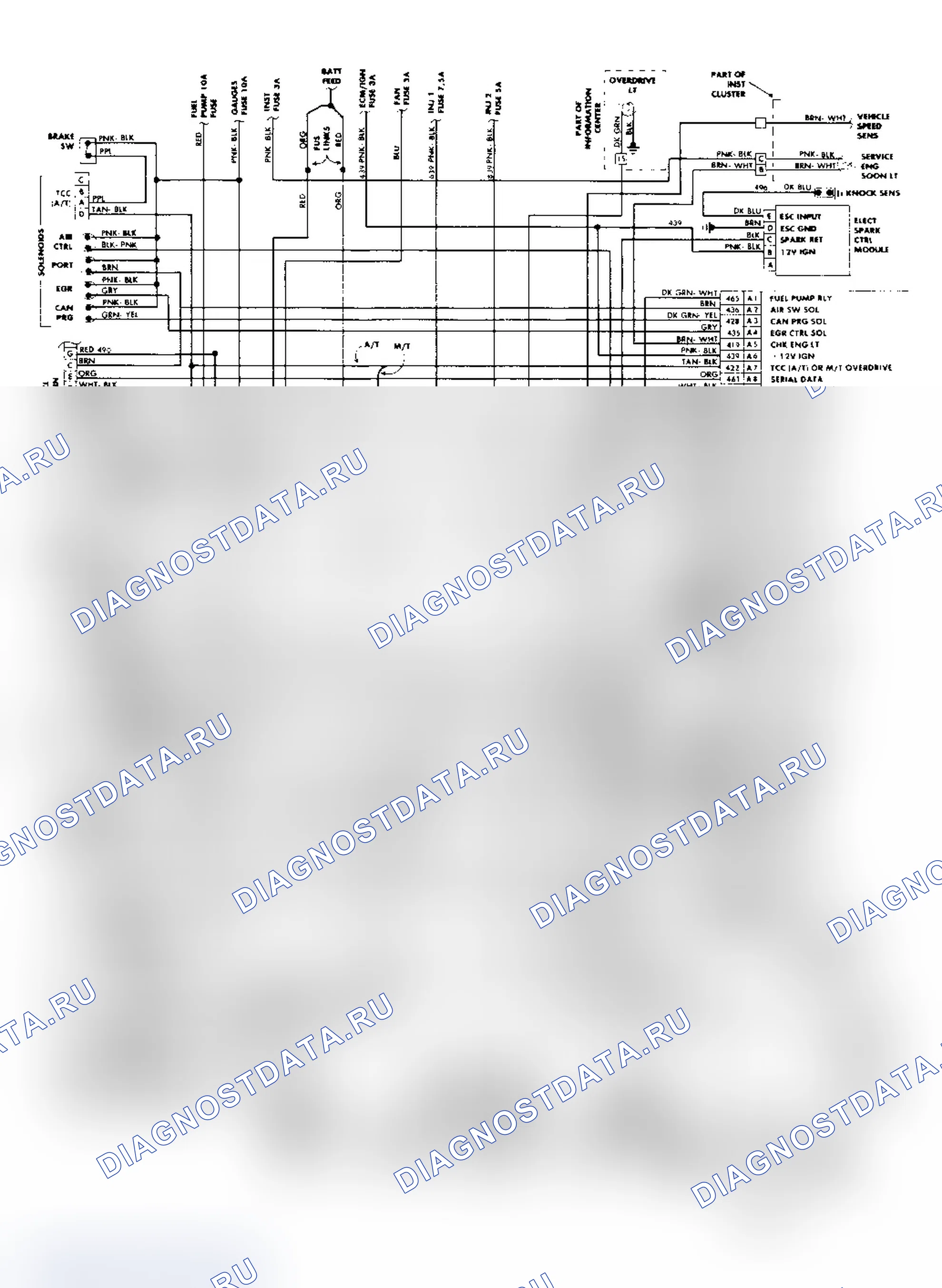 Рис. 598: 5.7L Схема соединений платы PFI CCC. Chevrolet Celebrity I