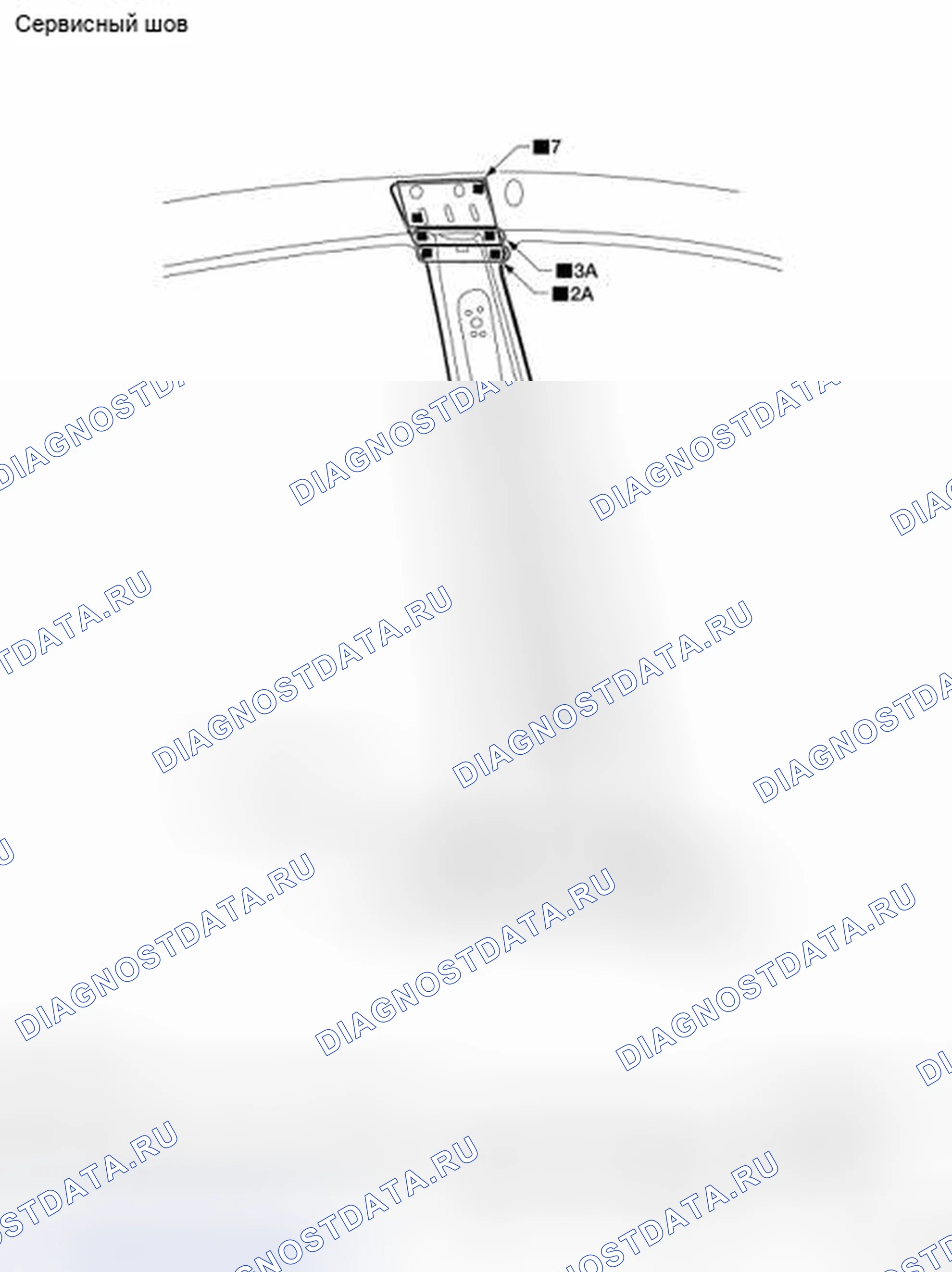 Рис. 50: Идентификация сервисного соединения центрального столба (внутреннего). Nissan Altima L32