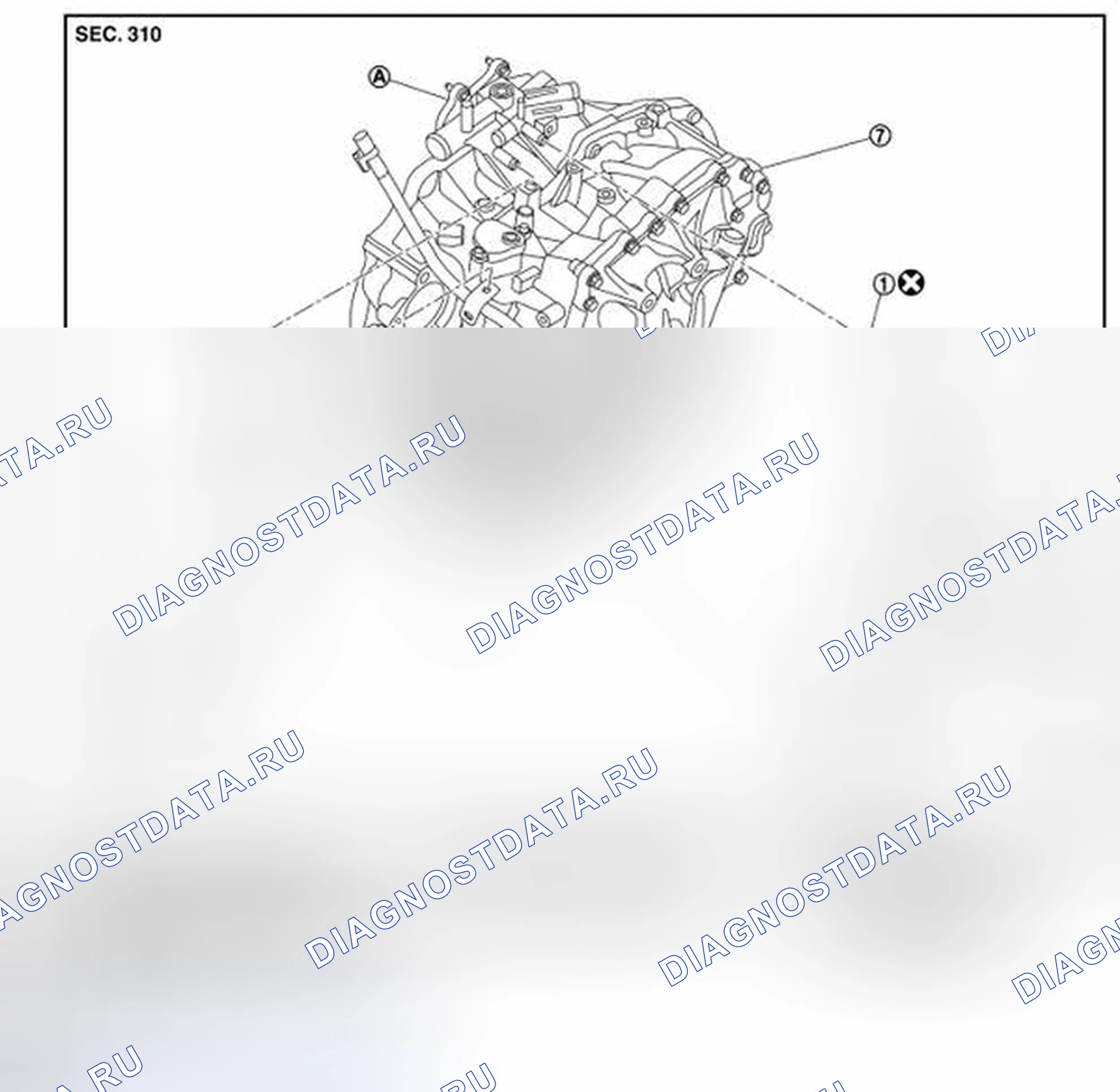 Рис. 23: ШЛАНГ ДЛЯ ВОДЫ: покомпонентный вид. Nissan Altima L33