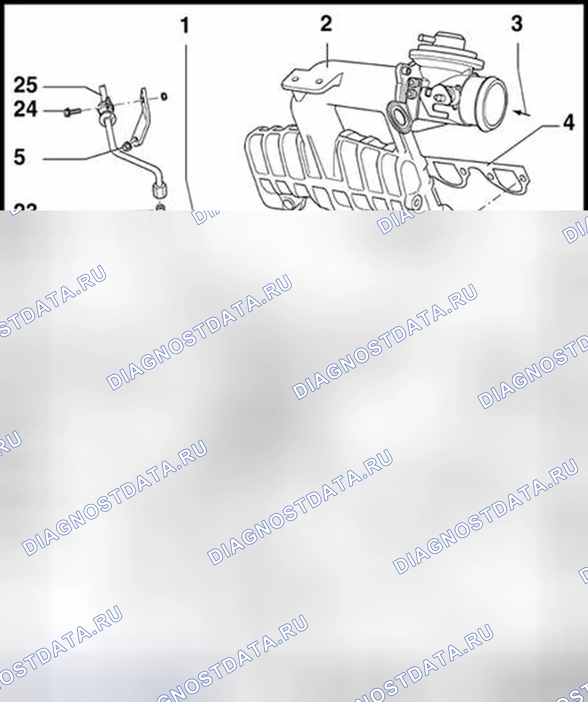 Рис. 435: Система турбонагнетателя, обзор сборки. Volkswagen Golf Mk4