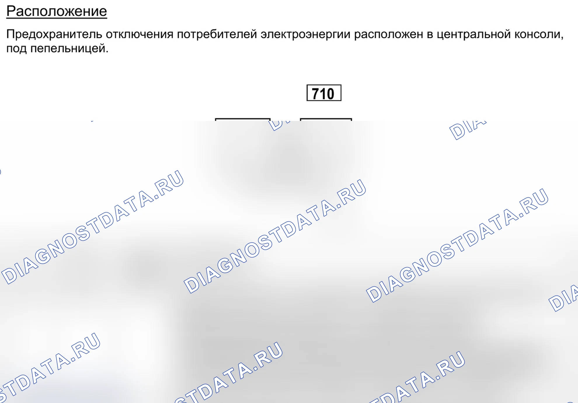 Предохранитель отключения потребителей электроэнергии (710) — раскладка. Renault Laguna II