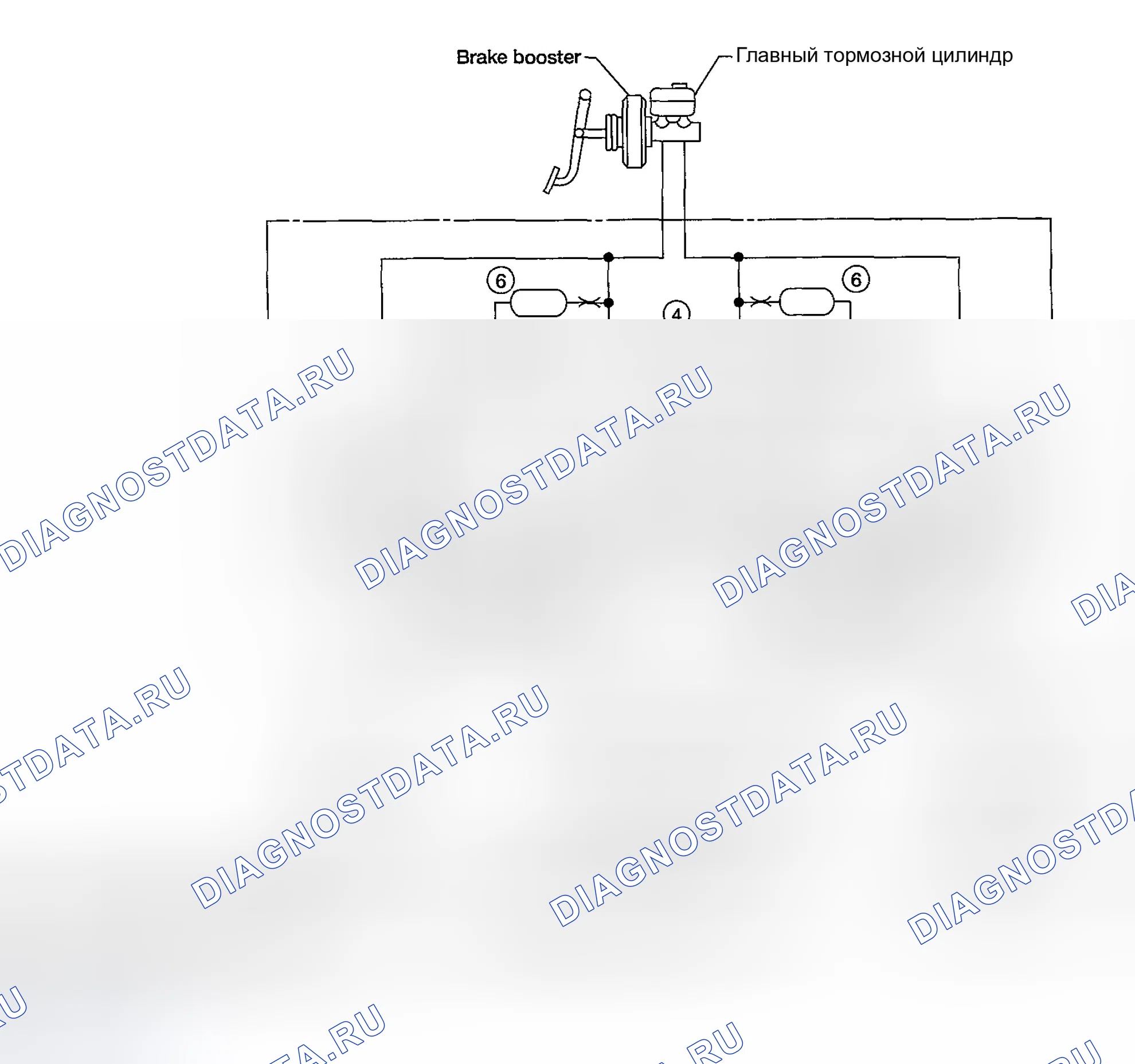 Рис. 1: Гидравлический контур ABS. Nissan Sentra B15