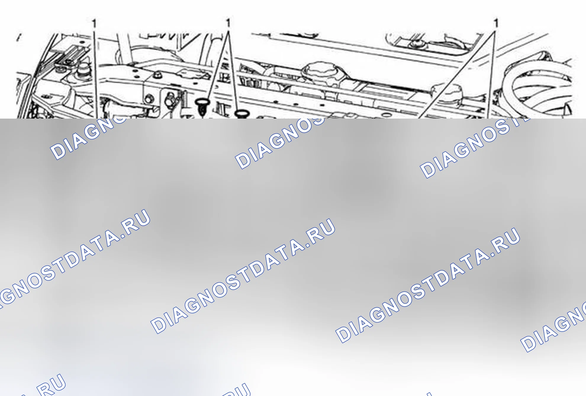 Рис. 15: Замена верхнего уплотнения радиатора (внешнее). Cadillac ELR I