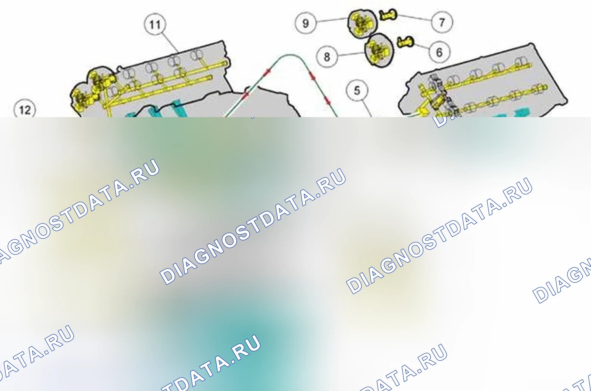 Рис. 617: Сборка двигателя - кроме Boss ® 302. Ford Mustang V рестайлинг 2