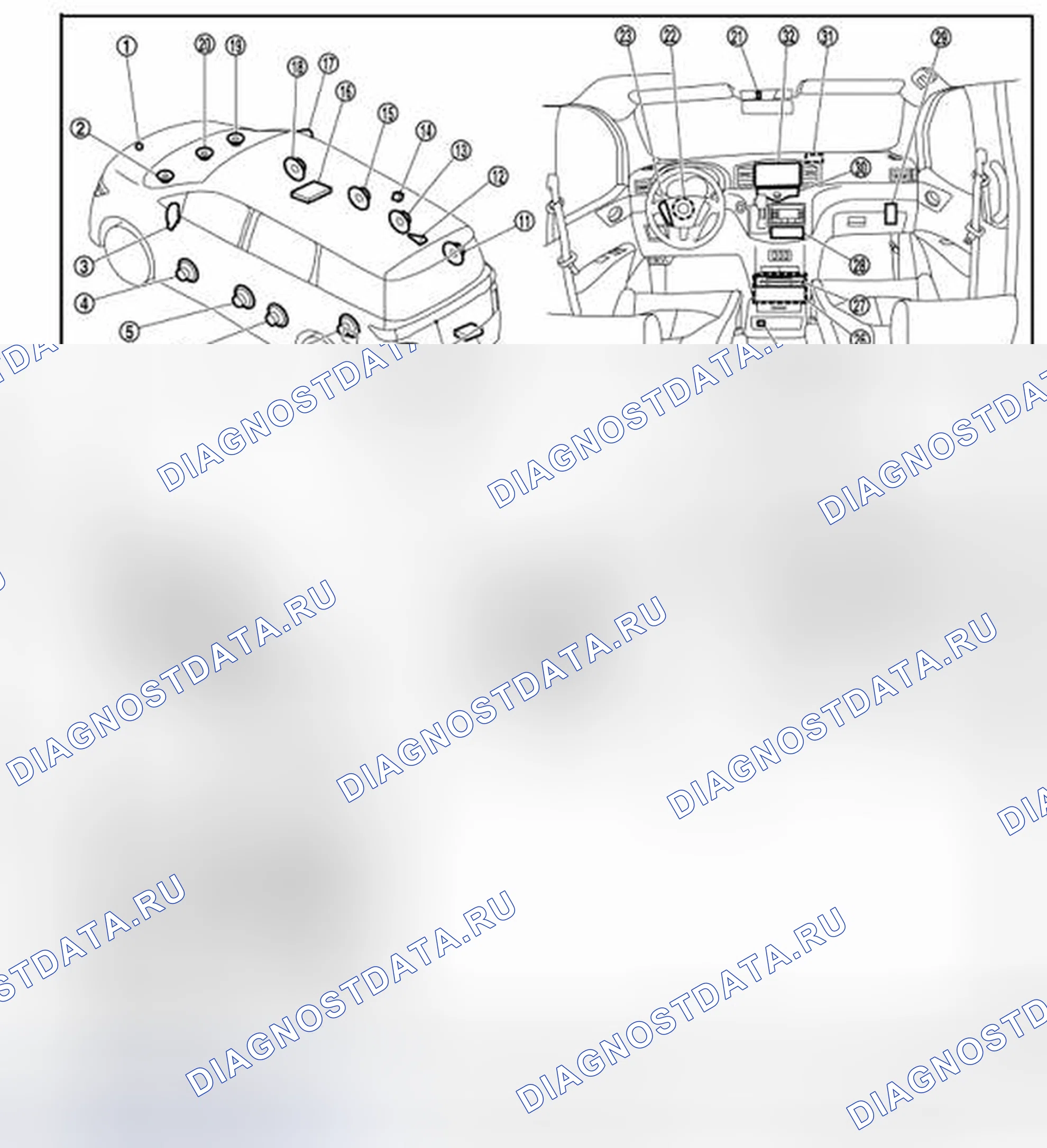 Рис. 70: Расположение компонентов. Nissan Quest IV