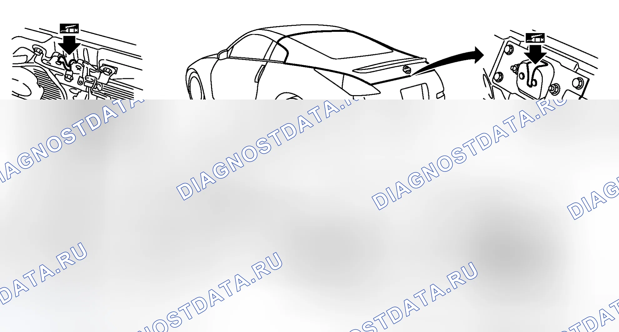 Рис. 44: Смазочные замки, петли и защелка капота (купе). Honda Life I