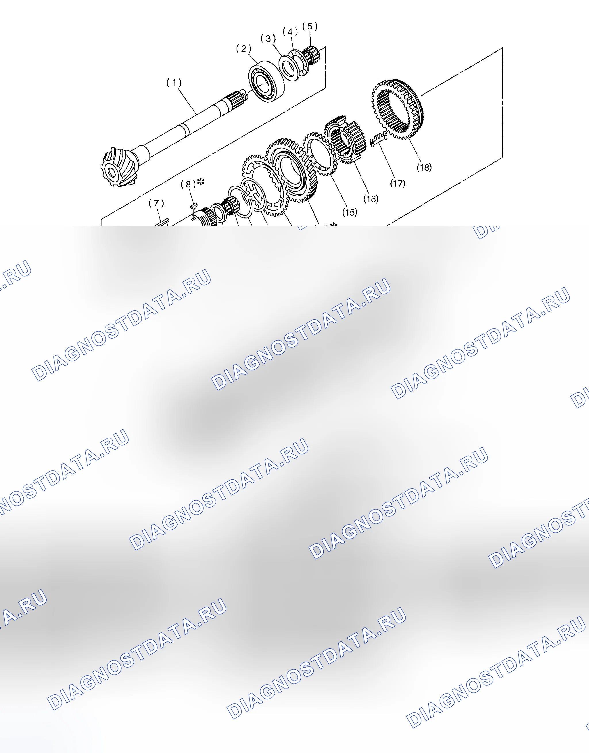 Рис. 176: УЗЕЛ ВЕДУЩЕЙ ШЕСТЕРНИ. Subaru Impreza GD/GC/GG