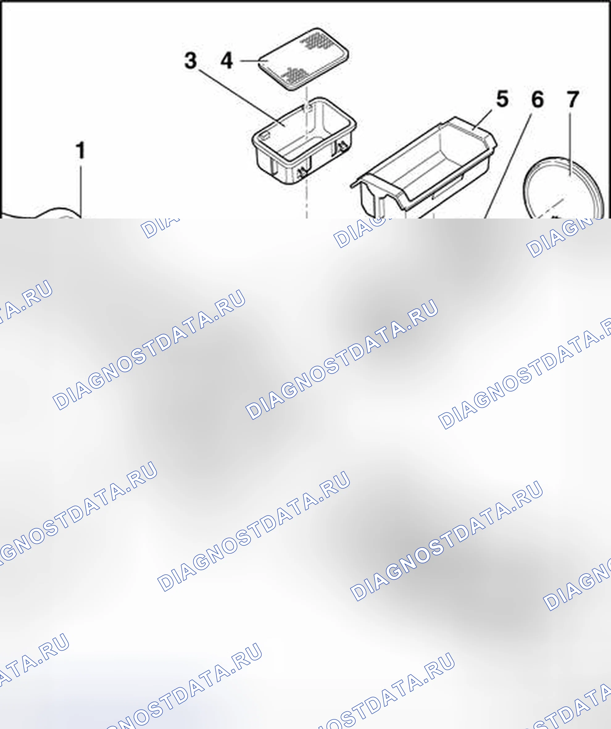 Рис. 12: Задняя пепельница, обзор сборки. Volkswagen Golf Mk4