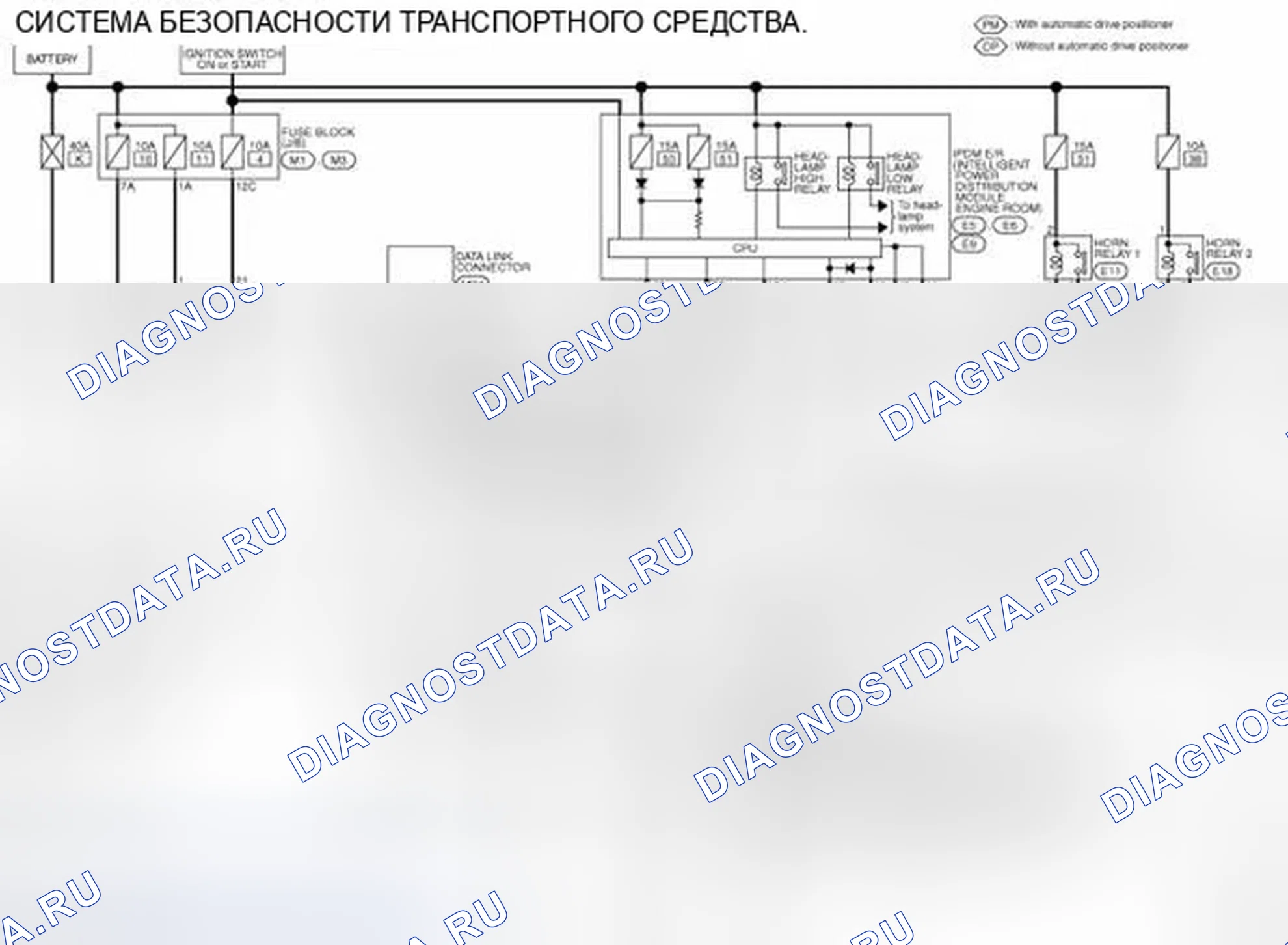Рис. 200: электросхема - СИСТЕМА БЕЗОПАСНОСТИ ТРАНСПОРТНОГО СРЕДСТВА. Infiniti EX35 I