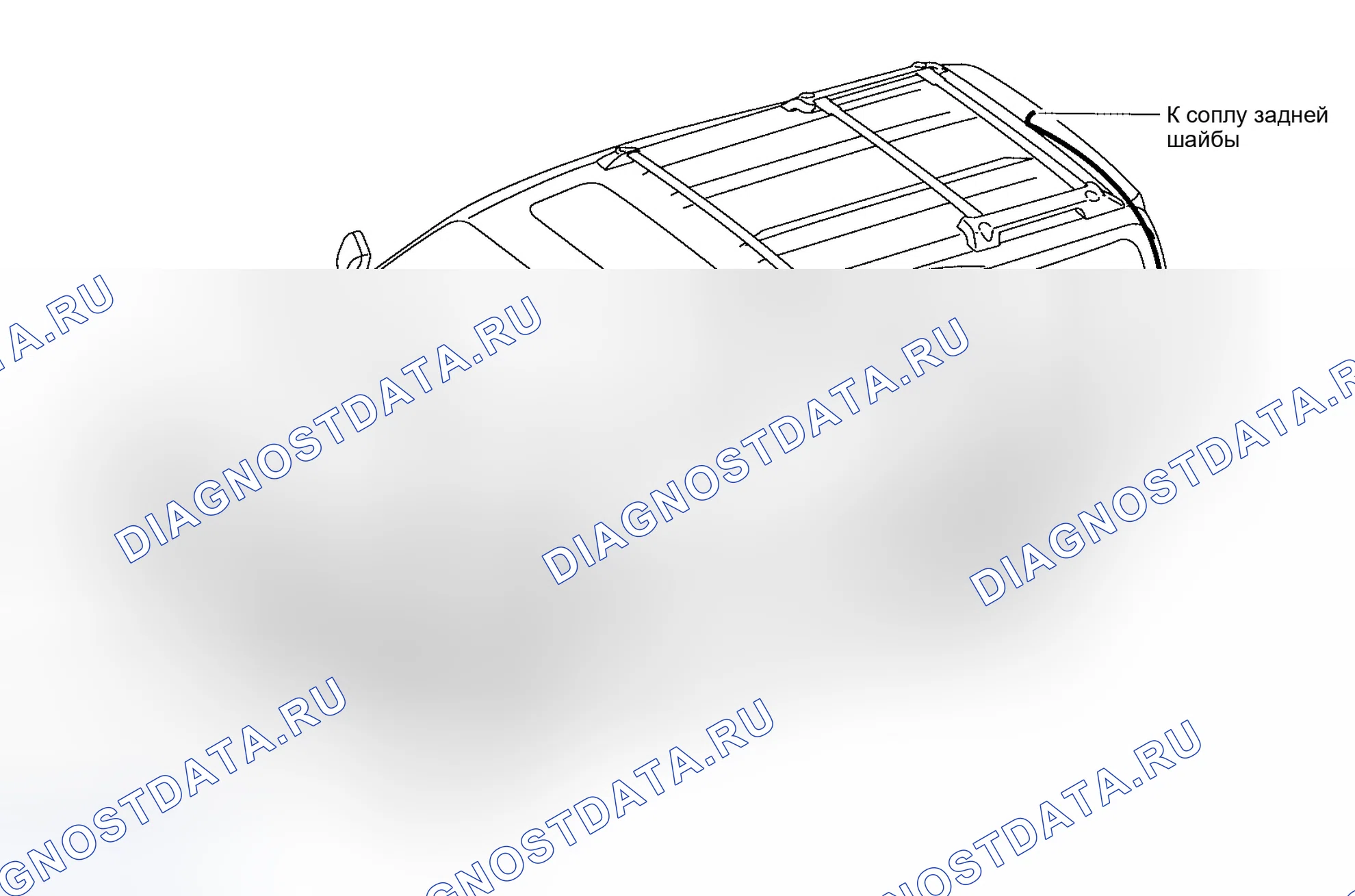 Рис. 50: Схема расположения трубок омывателя. Infiniti QX56 I