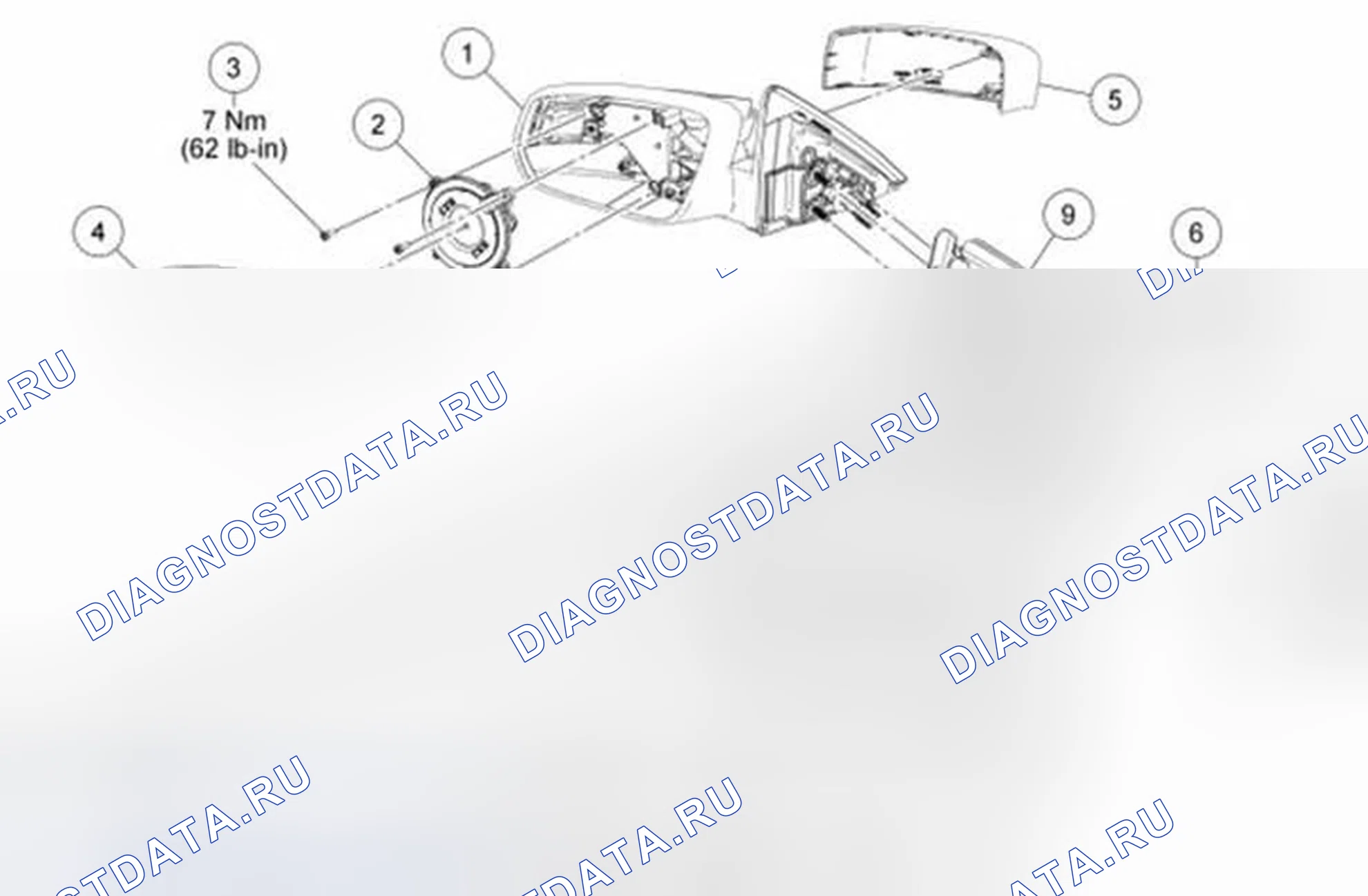 Рис. 32: Наружные зеркала - разнесенный вид. Ford Mustang V рестайлинг