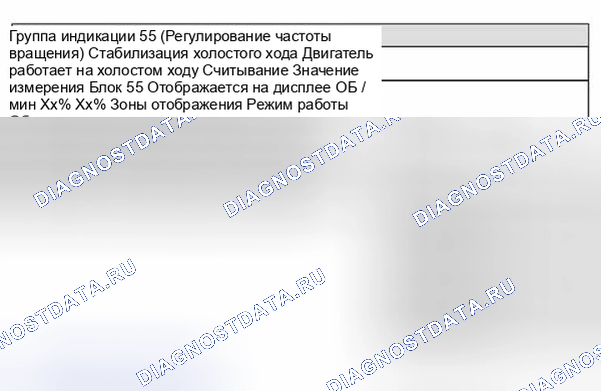 Рис. 291: Группа дисплеев 55 (регулирование скорости) Стабилизация холостого хода. Volkswagen Golf Mk4