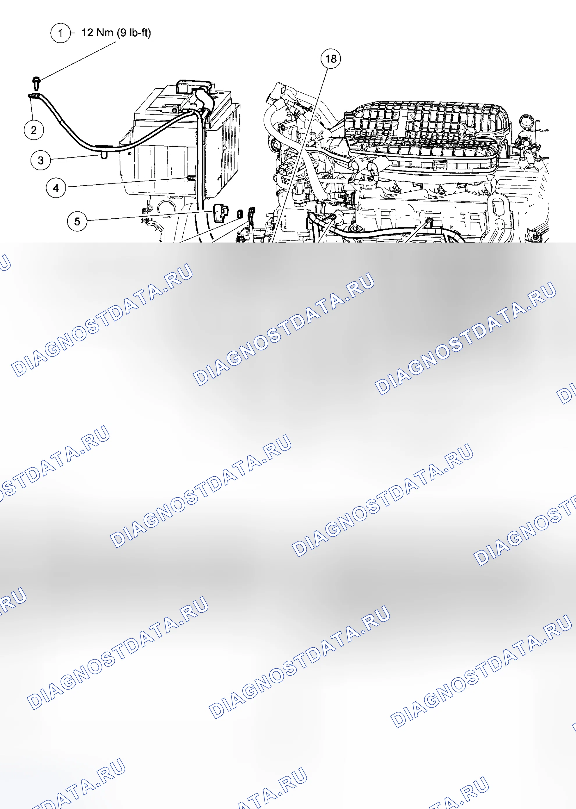 Рис. 18: Кабели аккумуляторных батарей. Ford Five Hundred I