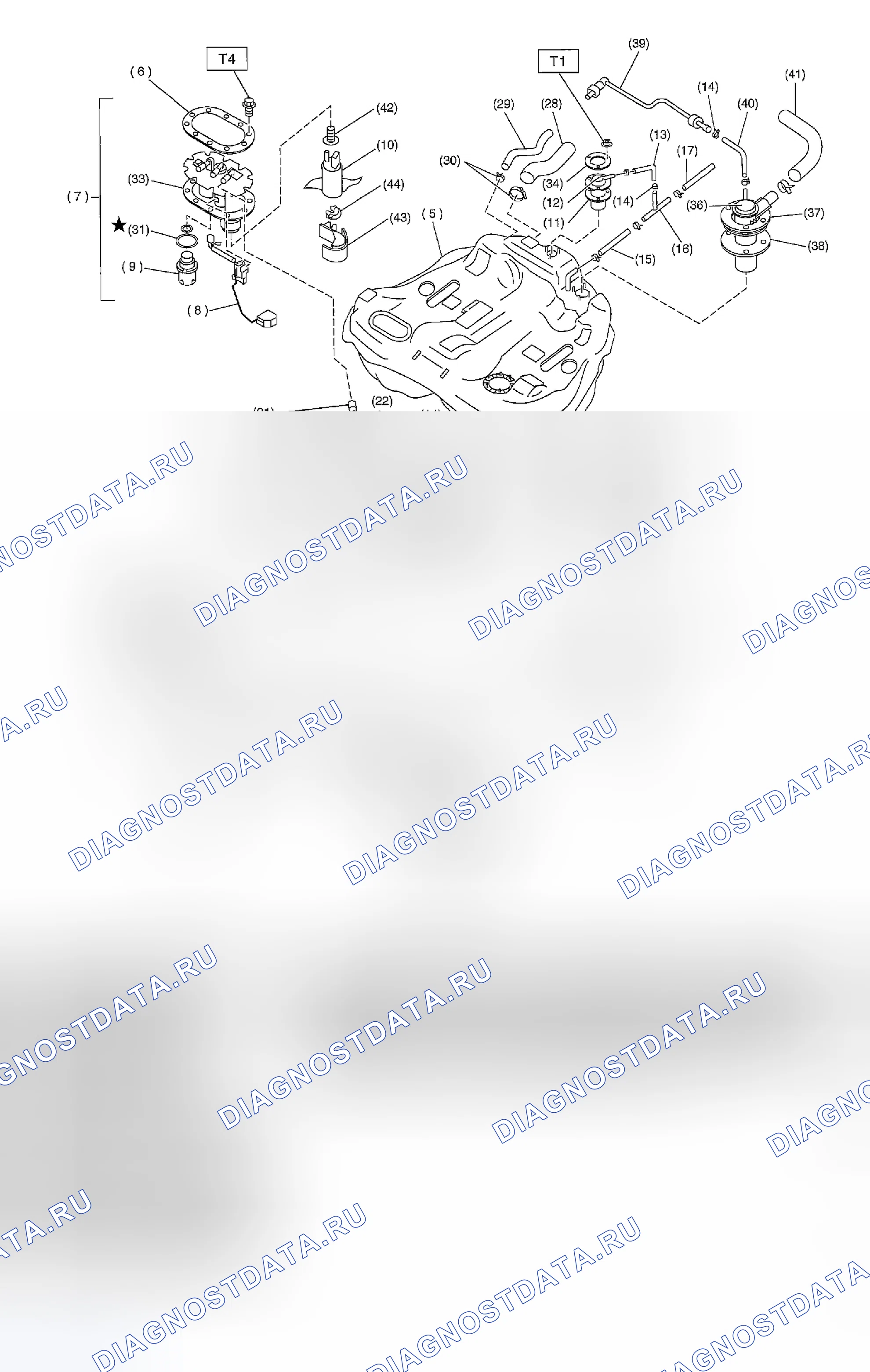 Рис. 656: ТОПЛИВНЫЙ БАК. Subaru Outback BP