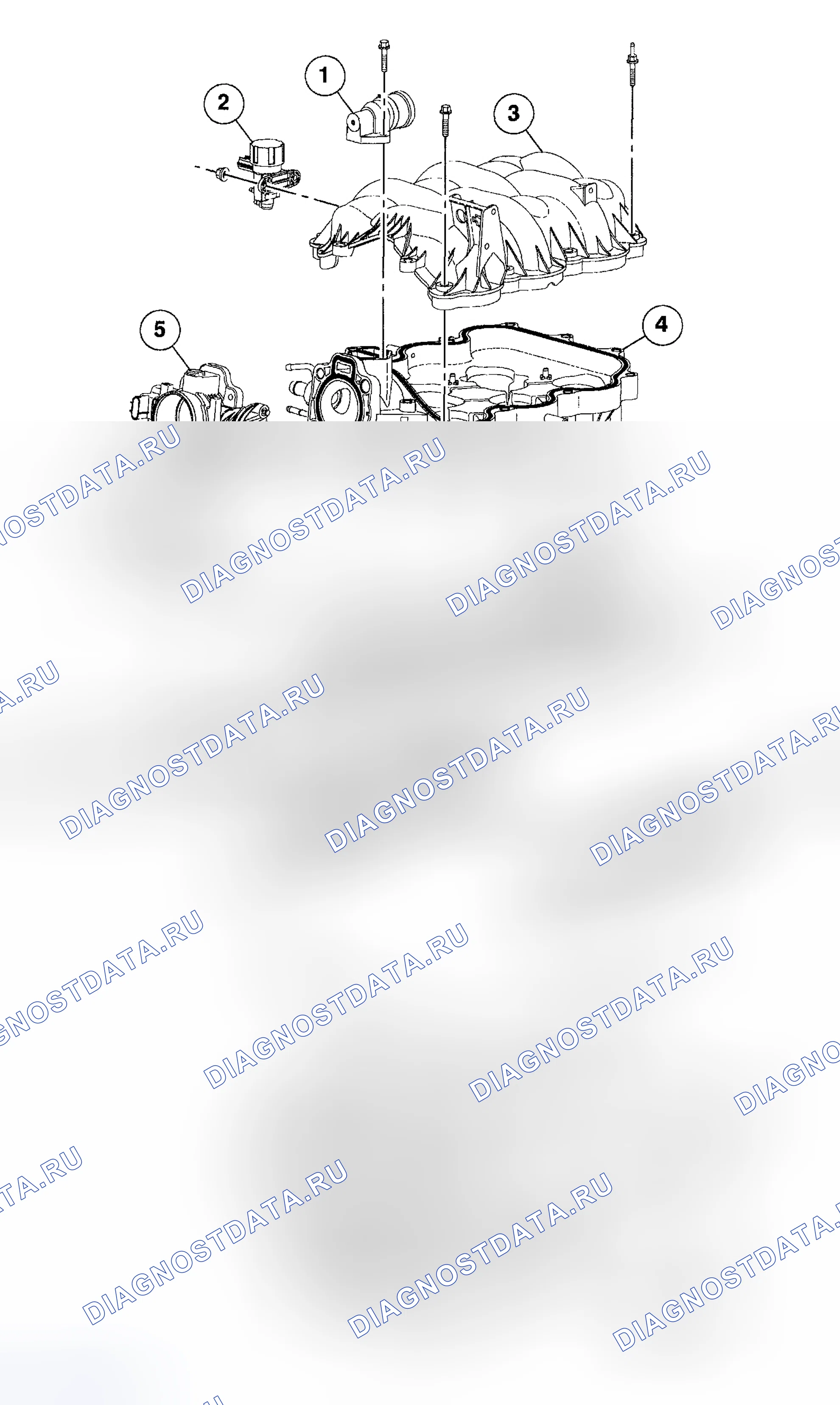 Рис. 783: Основные верхние компоненты двигателя. Ford Pickup F250 Super Duty I
