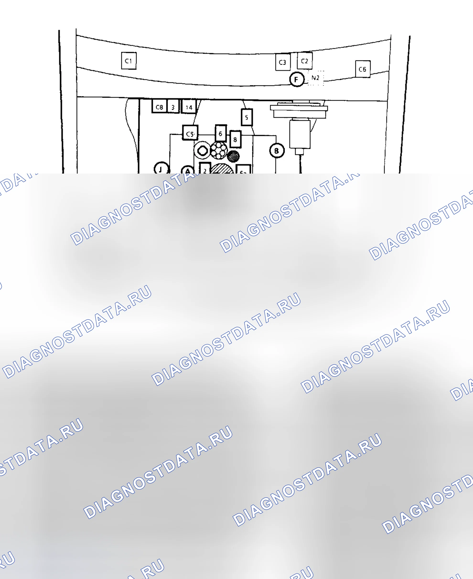Рис. 58: Расположение компонентов для серии «R/V» 5.0L и 5.7L. GMC Cab & Chassis R3500 