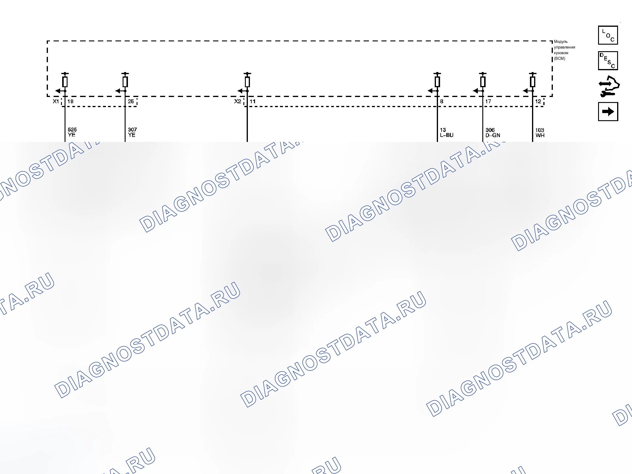 Рис. 1: Схема фар/дневных ходовых огней (DRL). Chevrolet Silverado 3500 HD 