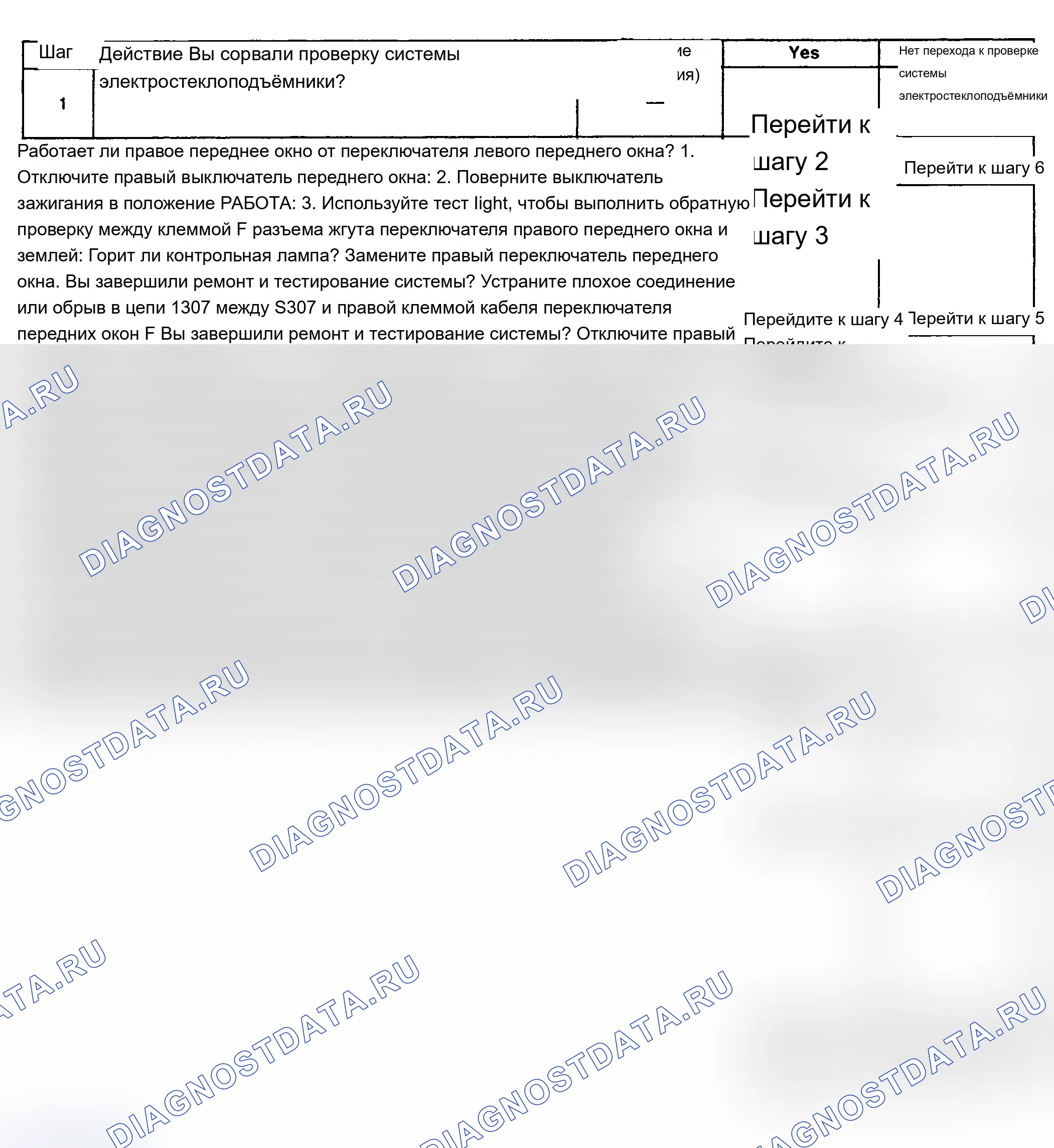 Рис. 17: ПРОВЕРКА D: ПРАВОЕ ПЕРЕДНЕЕ ОКНО ПИТАНИЯ НЕ РАБОТАЕТ (4-дверь). Pontiac Grand Prix VI