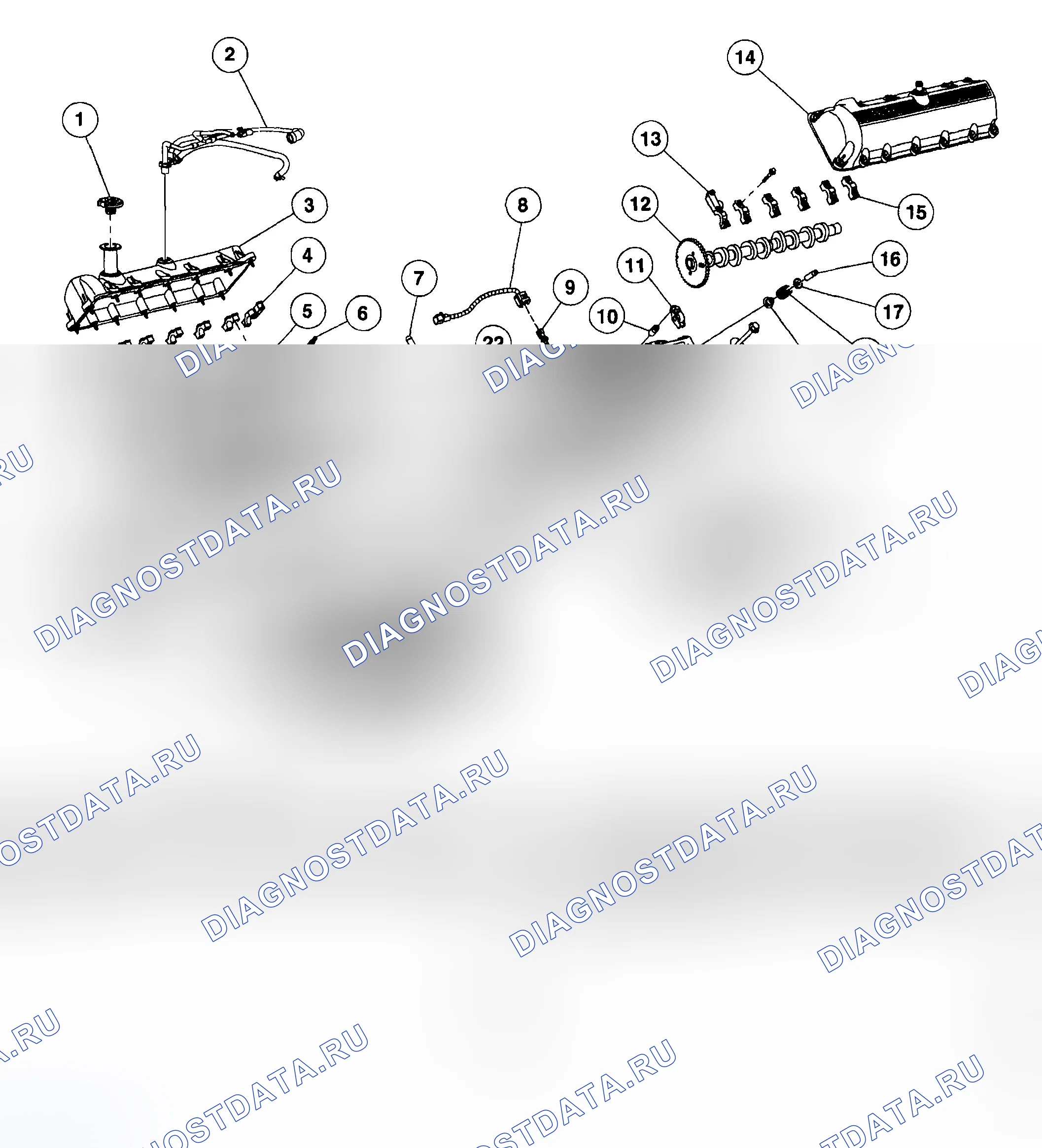 Рис. 2042: ДВИГАТЕЛЬ 5,4л - ВЕРХНИЙ КОНЕЦ. Ford Pickup F250 Super Duty I
