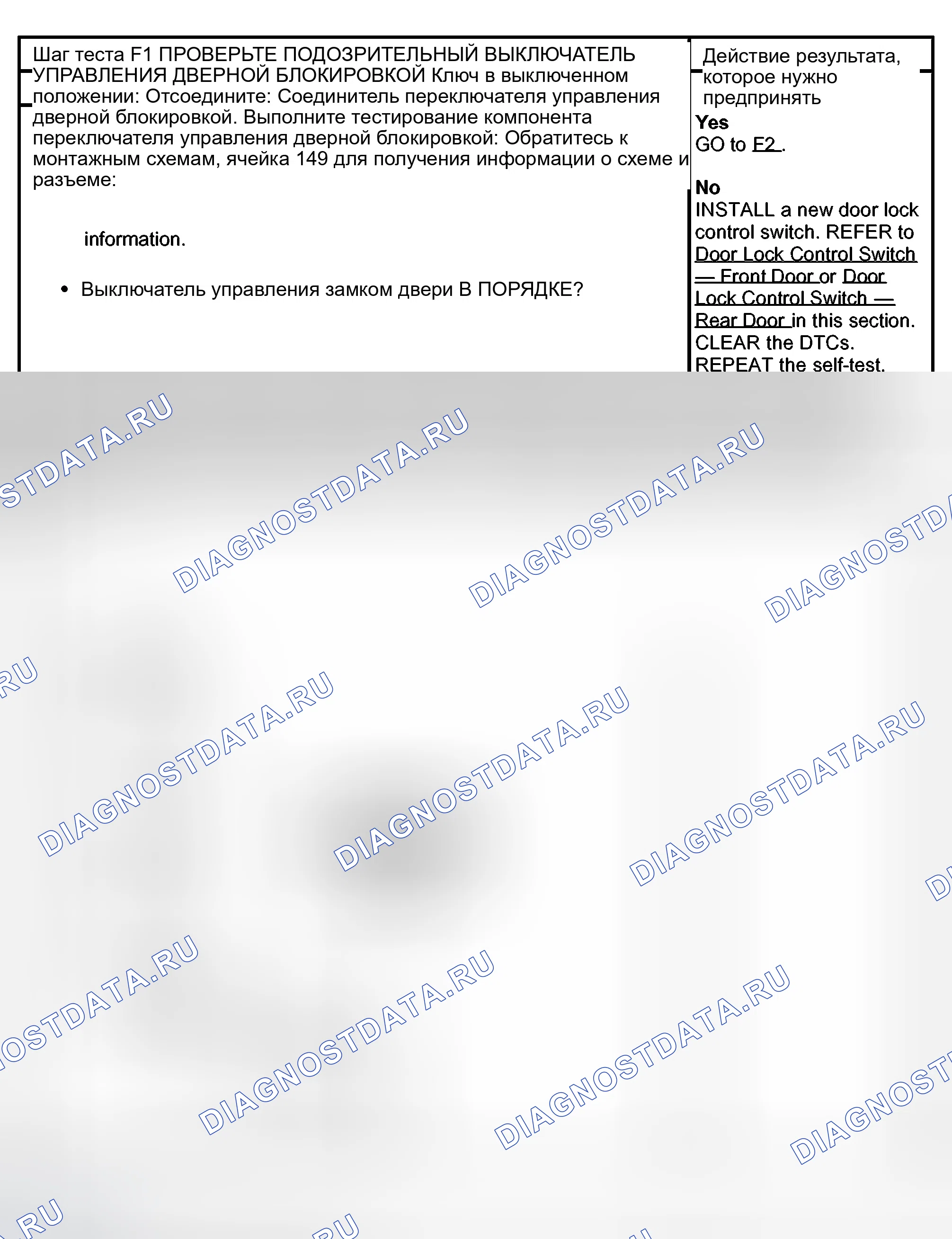 Рис. 26: ТОЧЕЧНОЕ ИСПЫТАНИЕ F: ДВЕРНЫЕ ЗАМКИ РАБОТАЮТ ТОЛЬКО В ОДНУ СТОРОНУ. Ford Econoline E250 