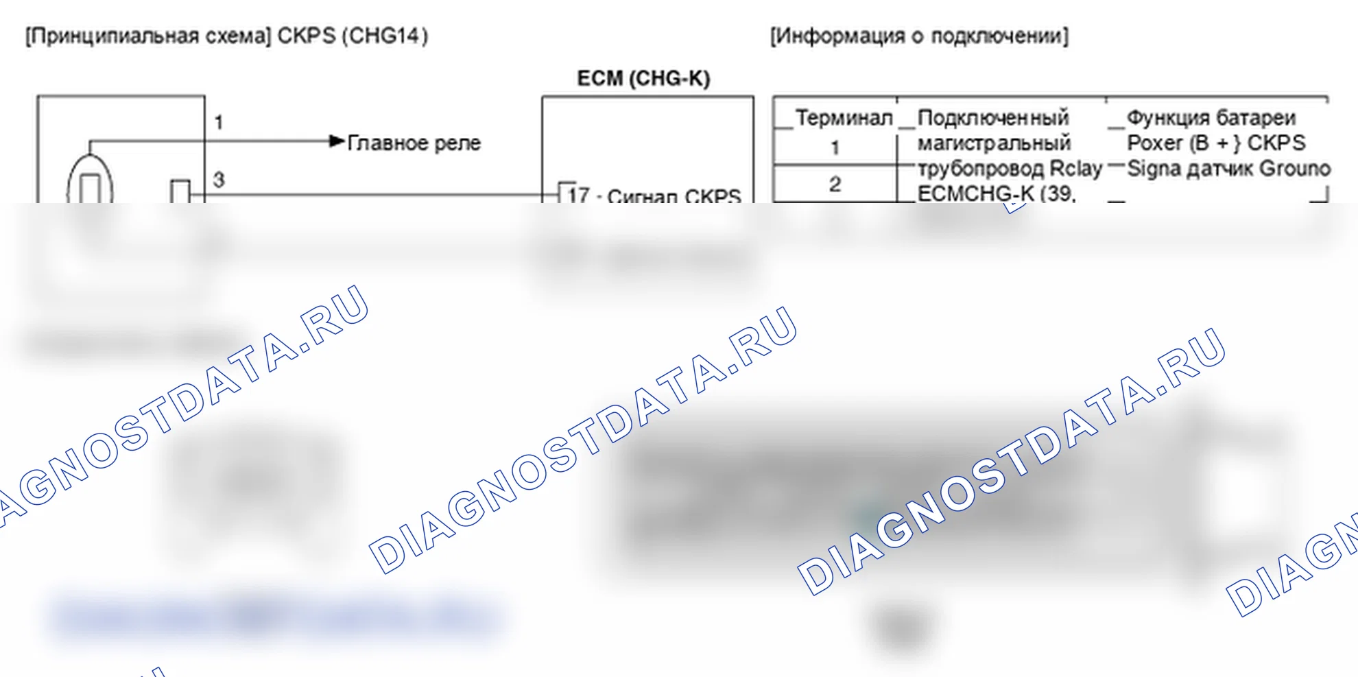 Фрагмент электросхемы: Датчик положения коленчатого вала (CKPS). Hyundai Genesis Coupe(Bk)-U.S. I