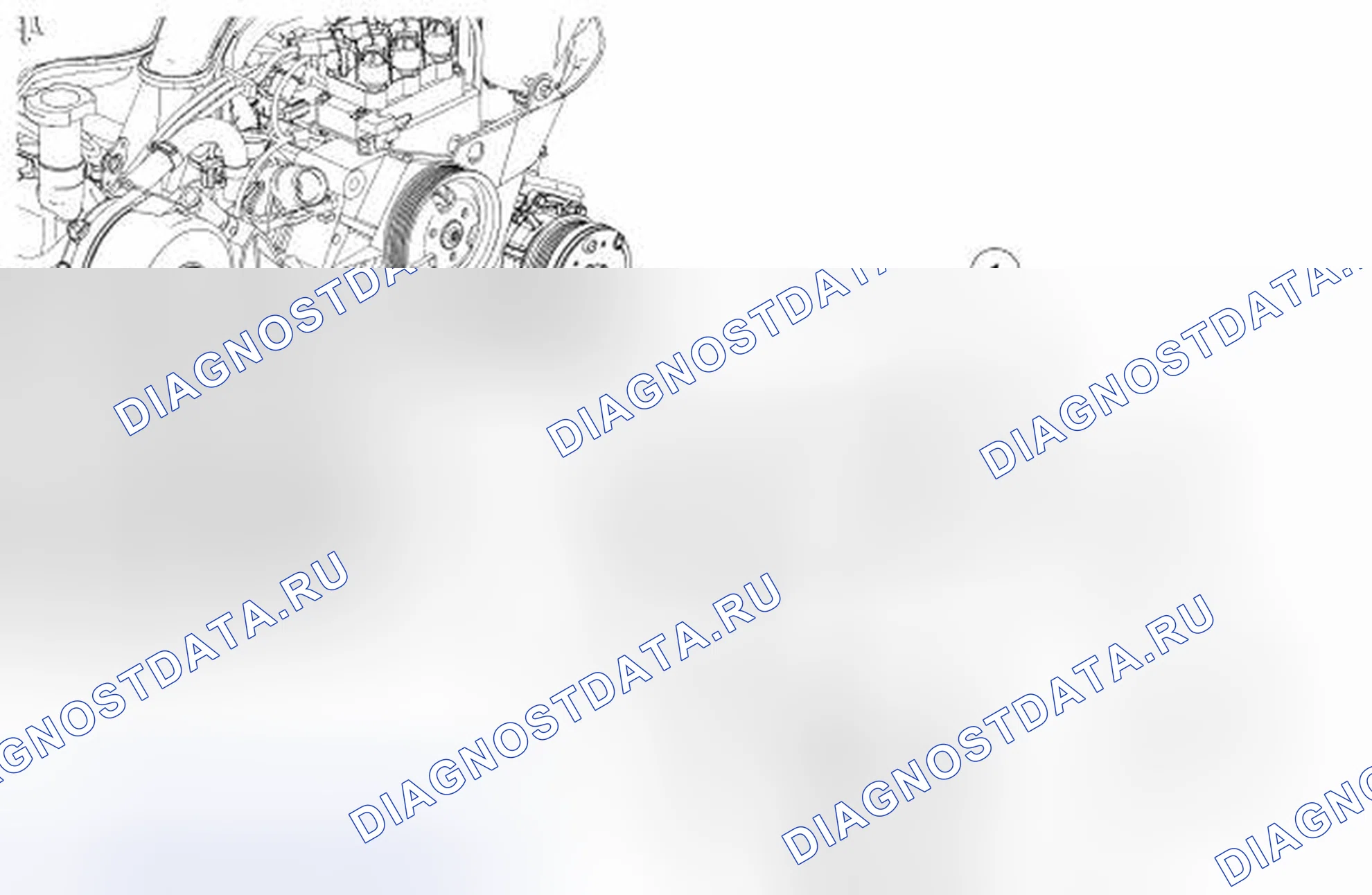 Рис. 7: Передний привод (FEAD) - разнесенный вид, 4.0L SOHC. Hyundai Mufasa I