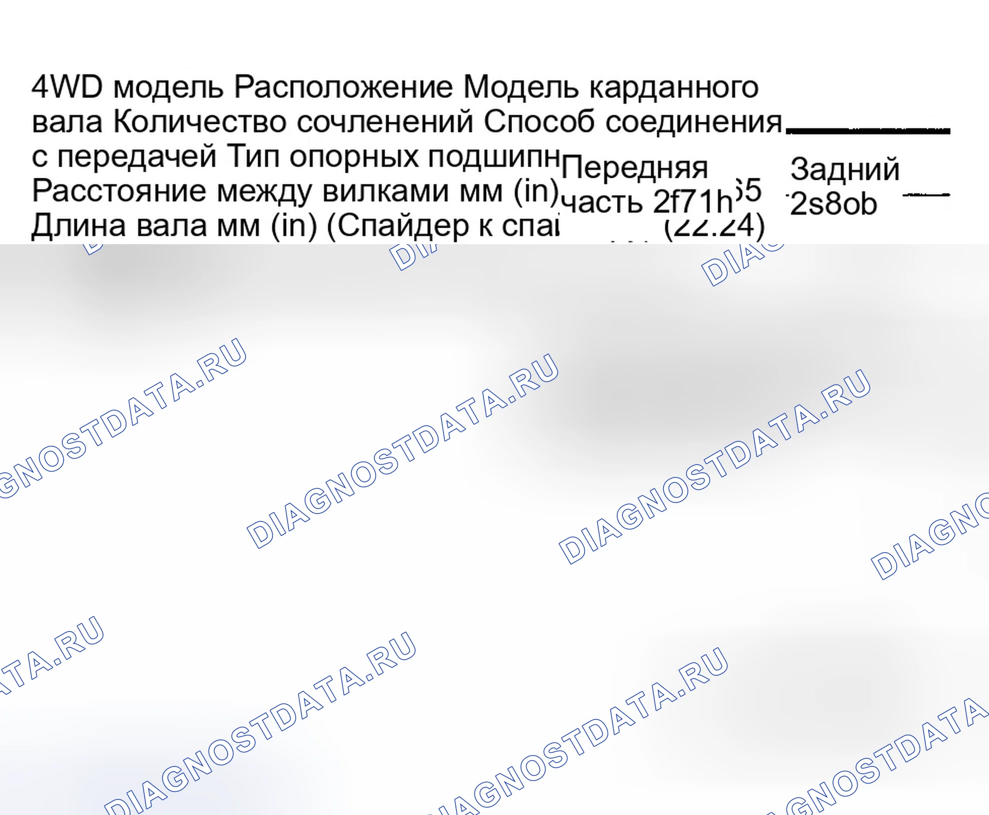 Рис. 2: Характеристики приводного вала (модели 4WD). Infiniti QX4 I