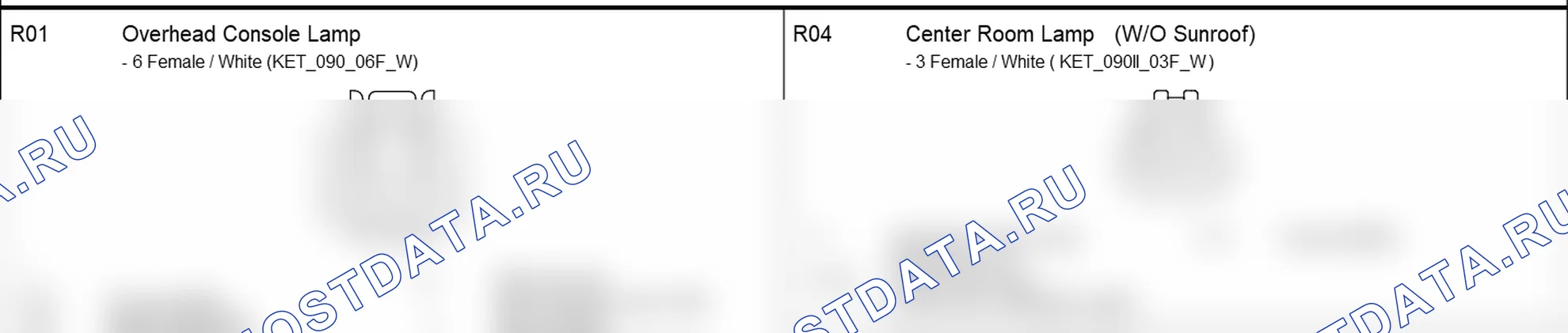 Распиновка разъёма R04 — roof harness. Hyundai Santafe Sport DMA