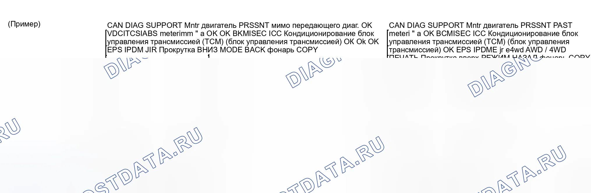 Рис. 14: ОПИСАНИЕ ЭКРАНА " CAN DIAG SUPPORT Mntr " ДЛЯ блок управления двигателем. Honda Stream I