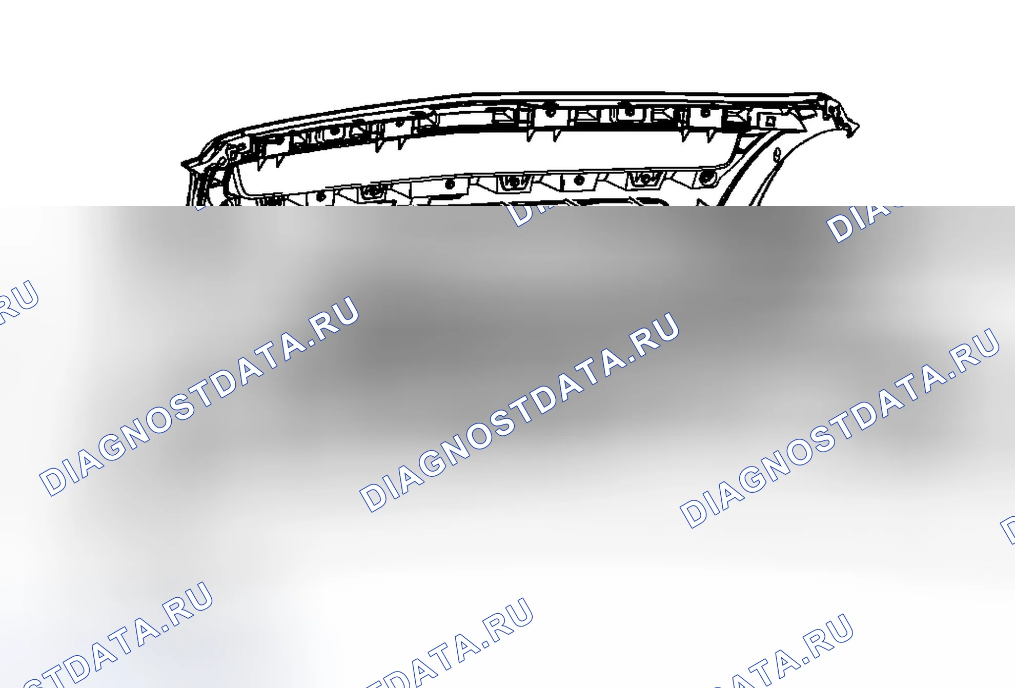 Рис. 11: Замена центральной решетки радиатора (верхняя). Chevrolet Malibu VII