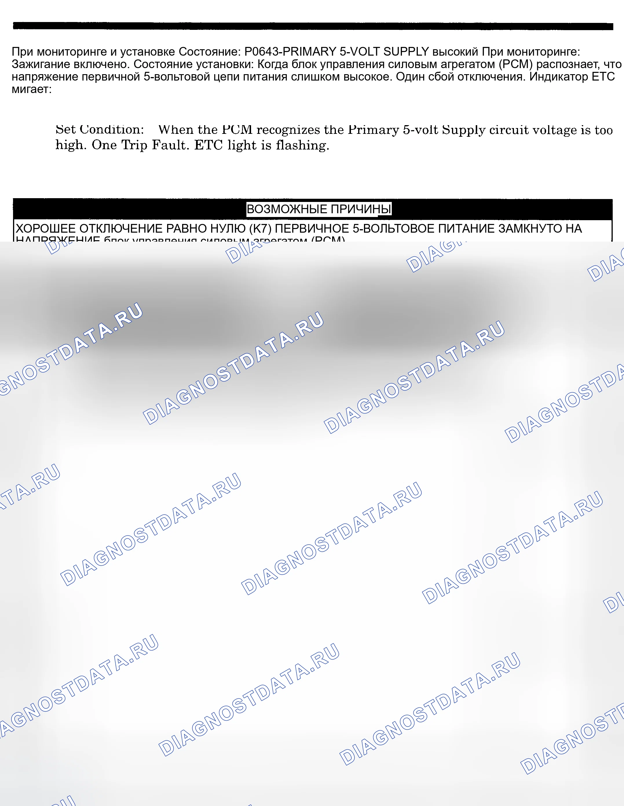 Рис. 641: расшифровка кода ошибки P0643: ПЕРВИЧНОЕ ВЫСОКОЕ НАПРЯЖЕНИЕ ПИТАНИЯ 5 В. Dodge Pickup R1500 