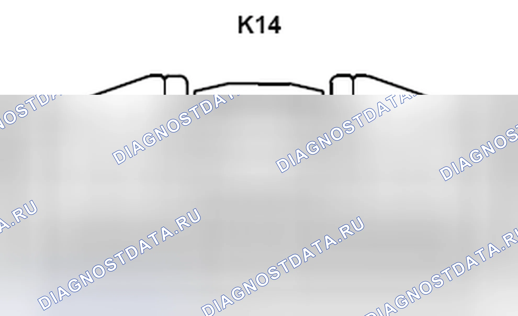 Рис. 564: Вид с торца разъема узла задней двери блока питания (K14). Toyota Sienna III