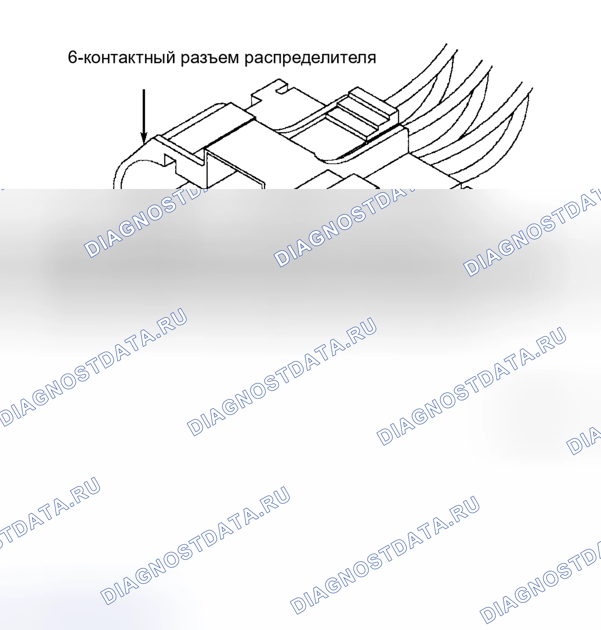 Рис. 110: Идентификация 6-контактного разъема распределителя. Chrysler Sebring I