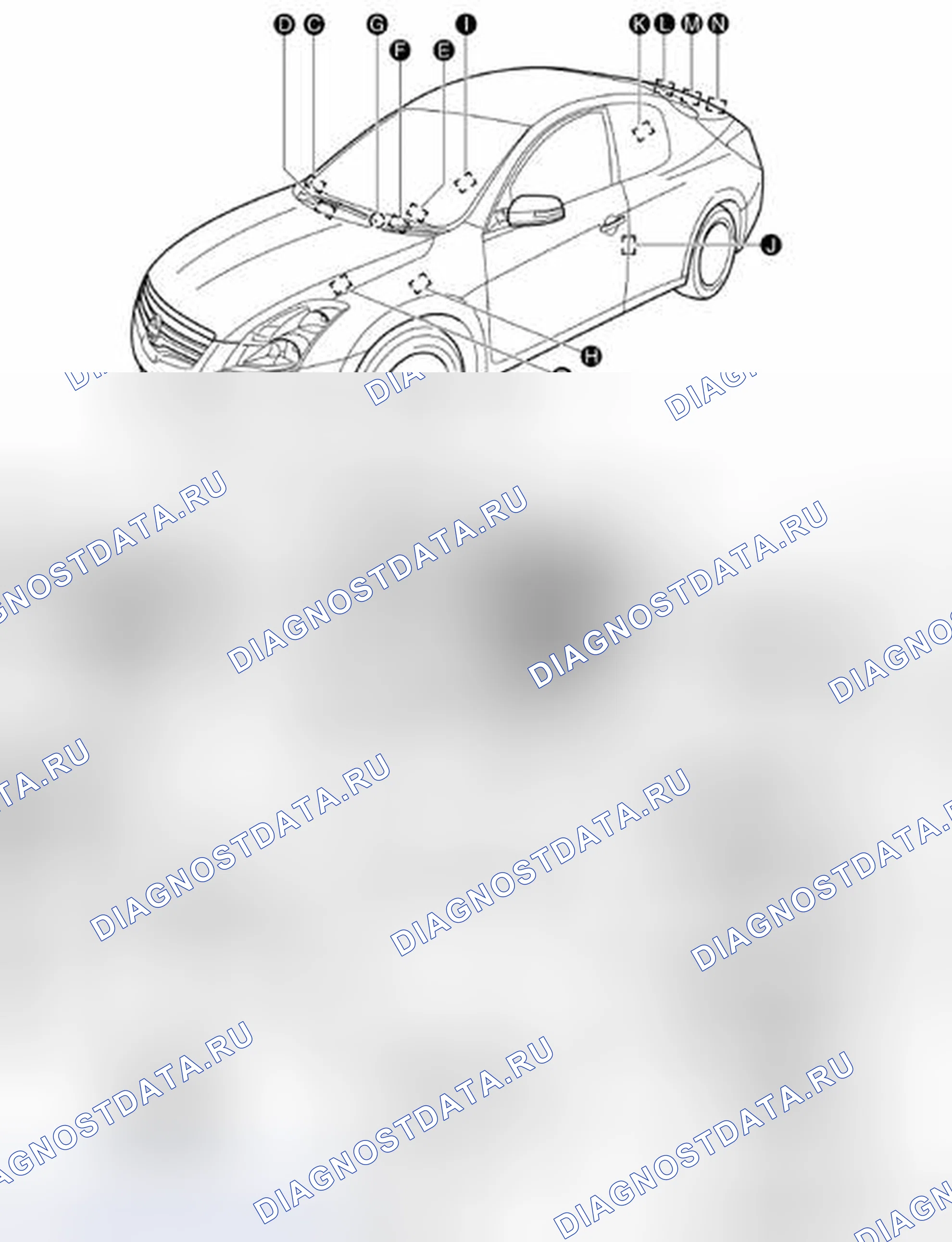 Рис. 23: Расположение компонентов. Nissan Altima L32 рестайлинг
