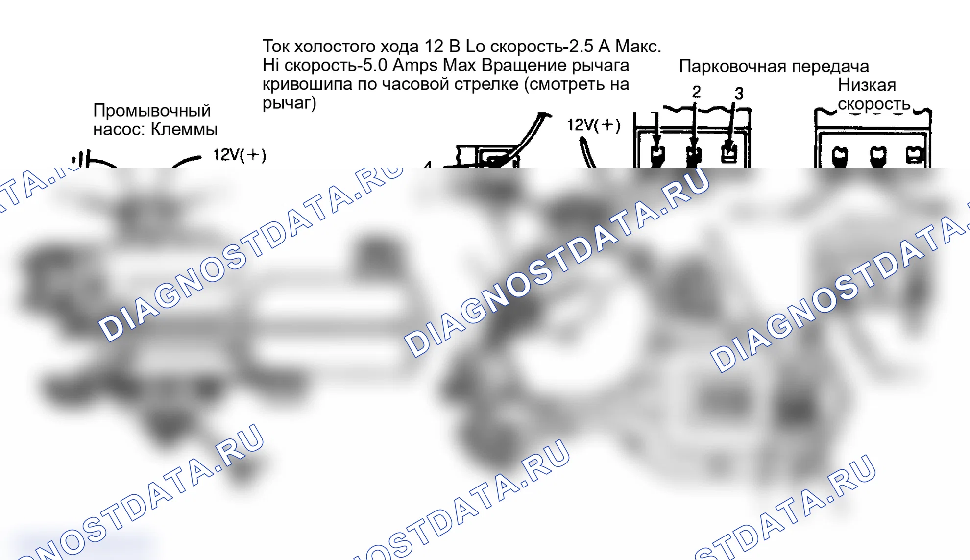 Рис. 6: Схема проверки клемм двигателя стеклоочистителя / омывателя. GMC Vandura I
