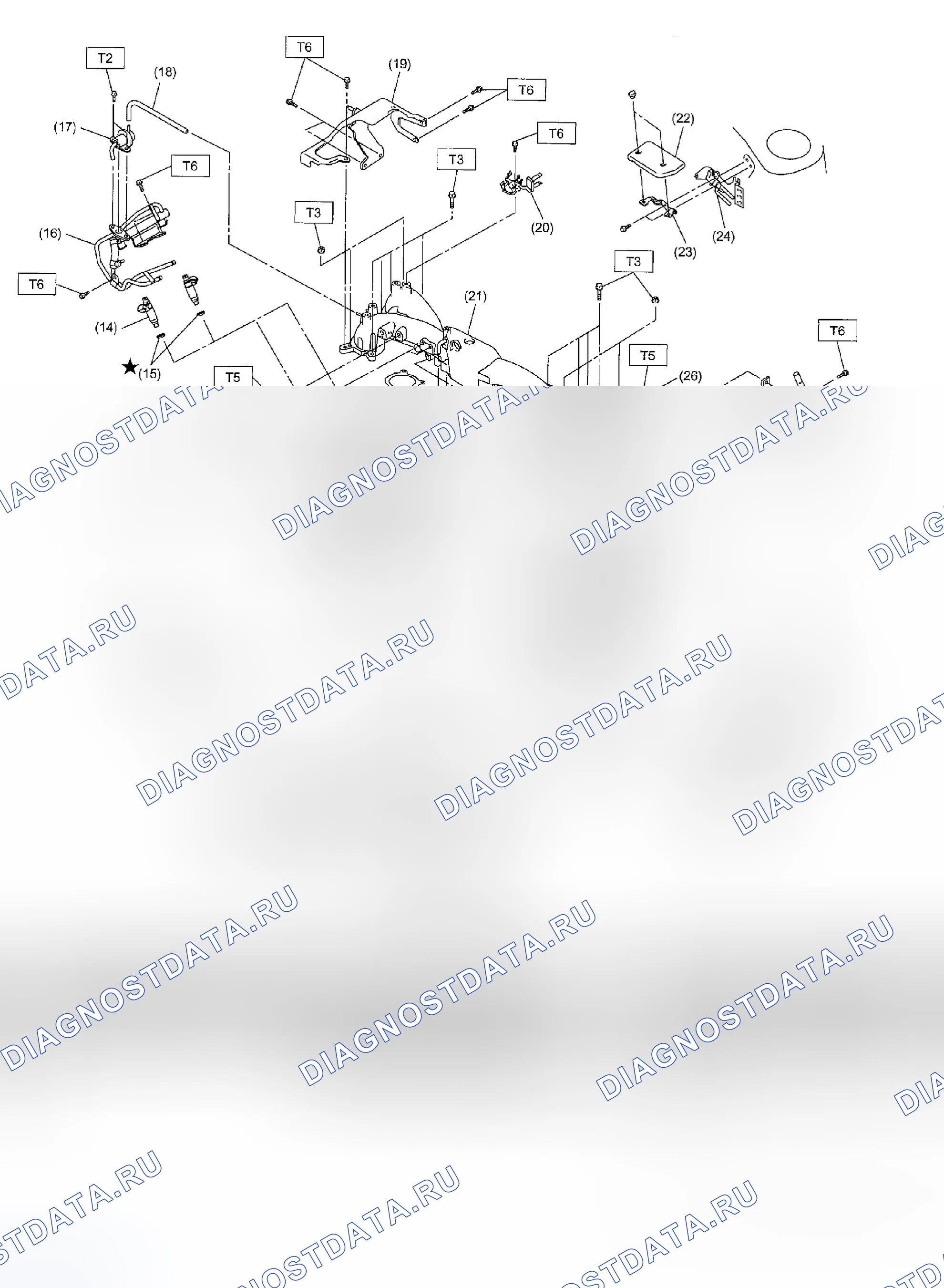Рис. 132: ВПУСКНОЙ КОЛЛЕКТОР. Subaru Impreza GD/GC/GG рестайлинг