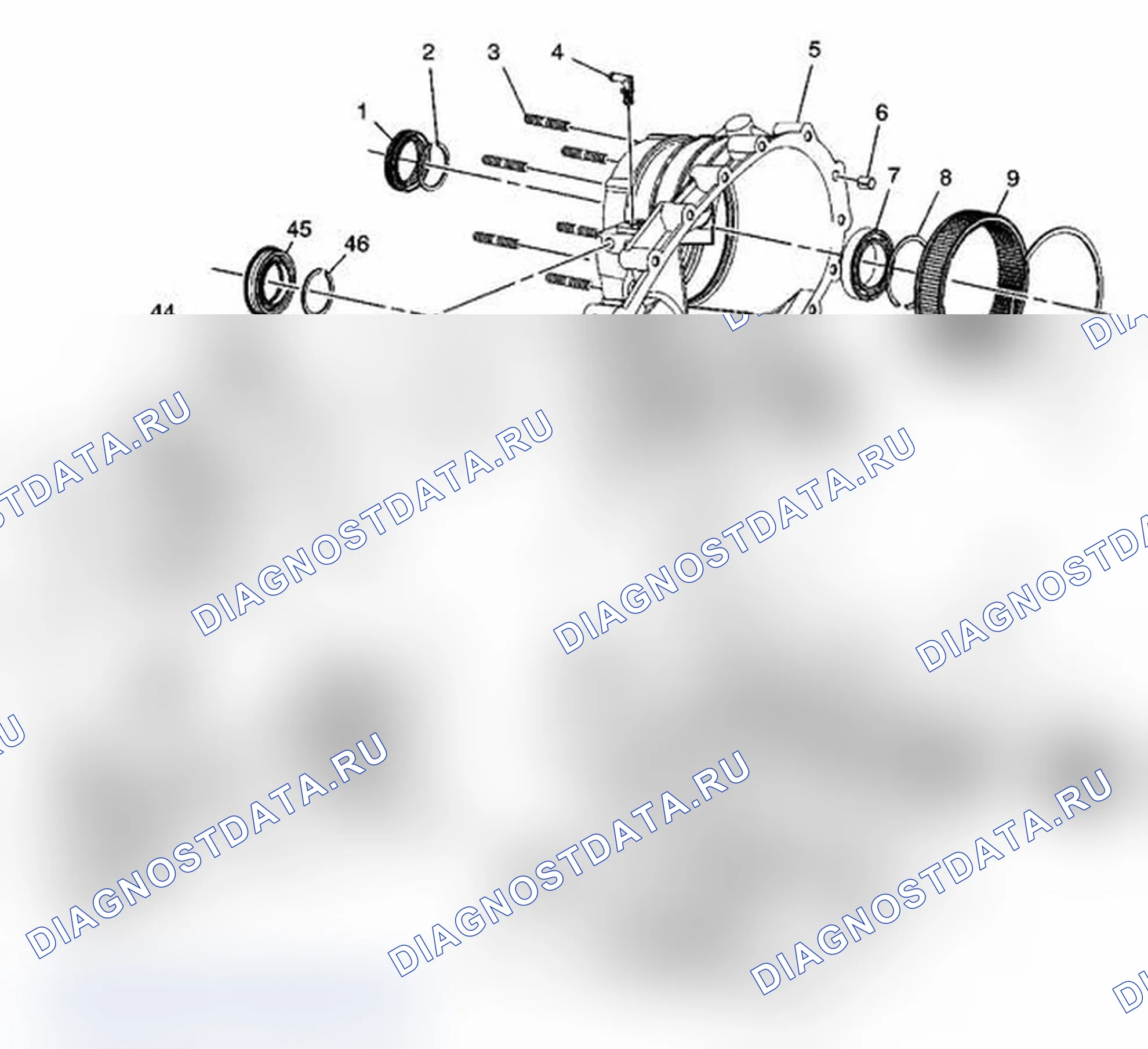 Рис. 59: Раздаточная коробка в разобранном виде. Chevrolet Cab & Chassis Silverado 3500 