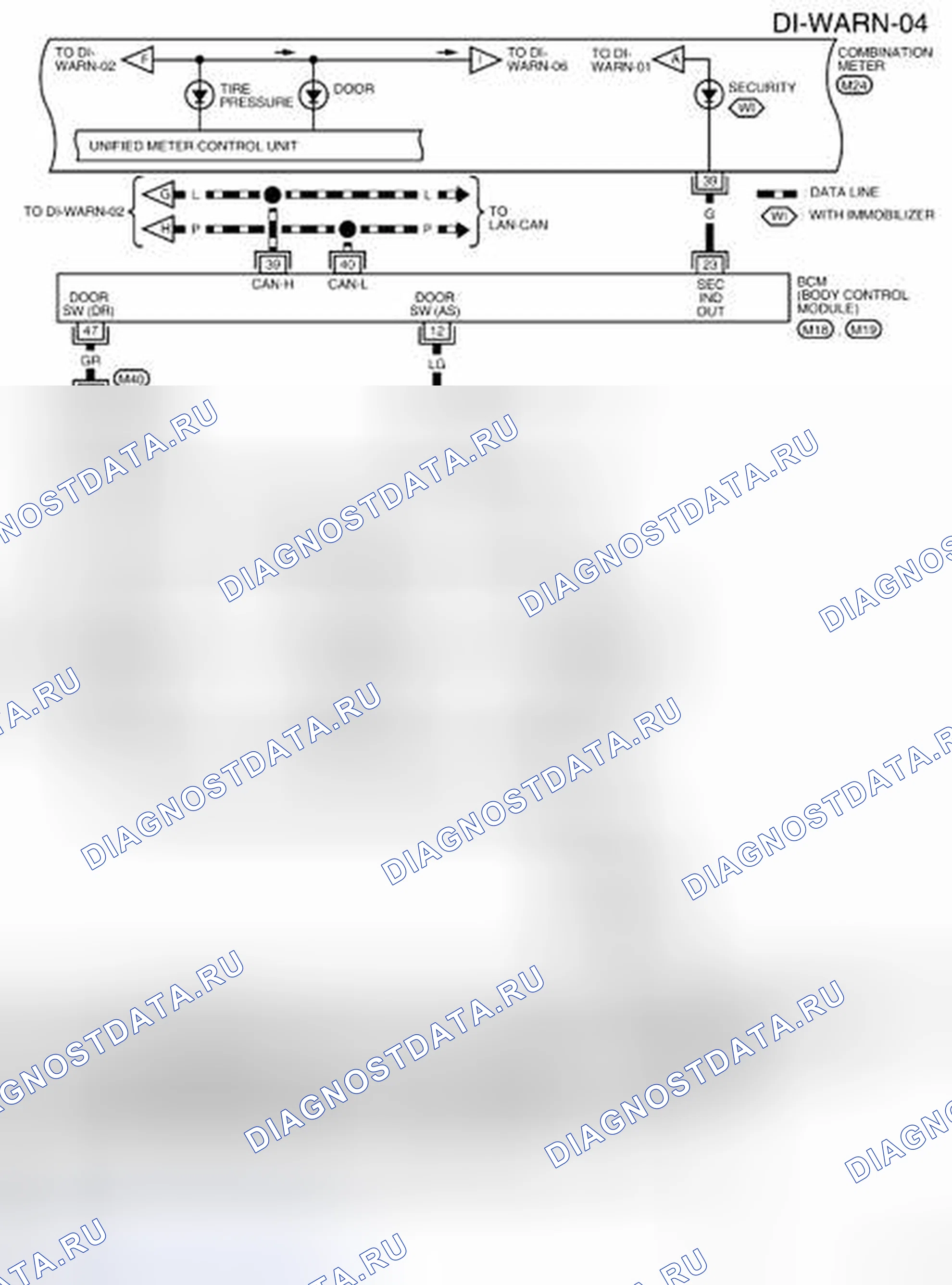 Рис. 17: электросхема (кабина King) - зажигание с распределителем-WARN-04. Nissan Frontier D40