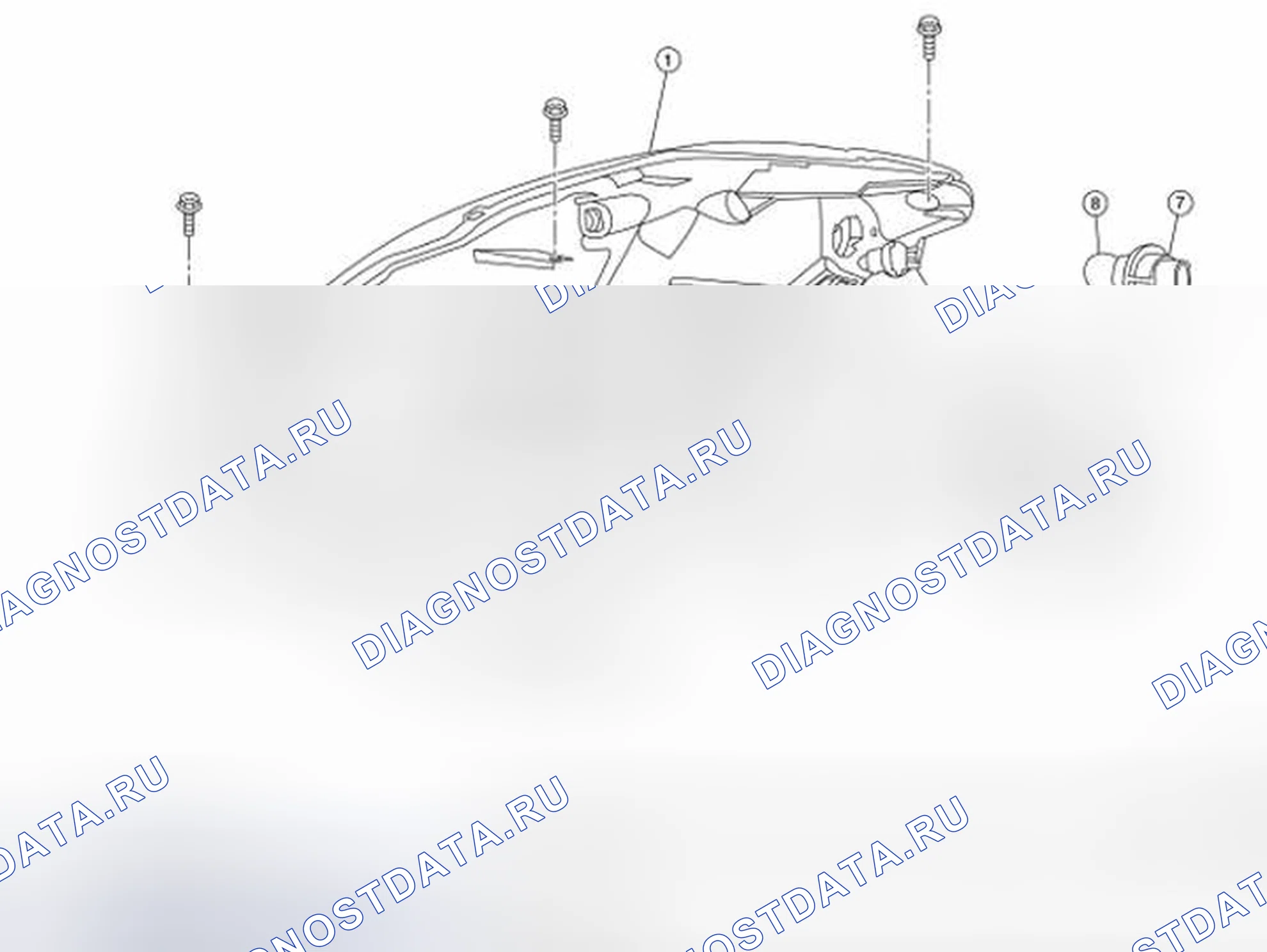 Рис. 83: Идентификация комбинированных компонентов типа лампа-ксенон. Nissan Altima L32