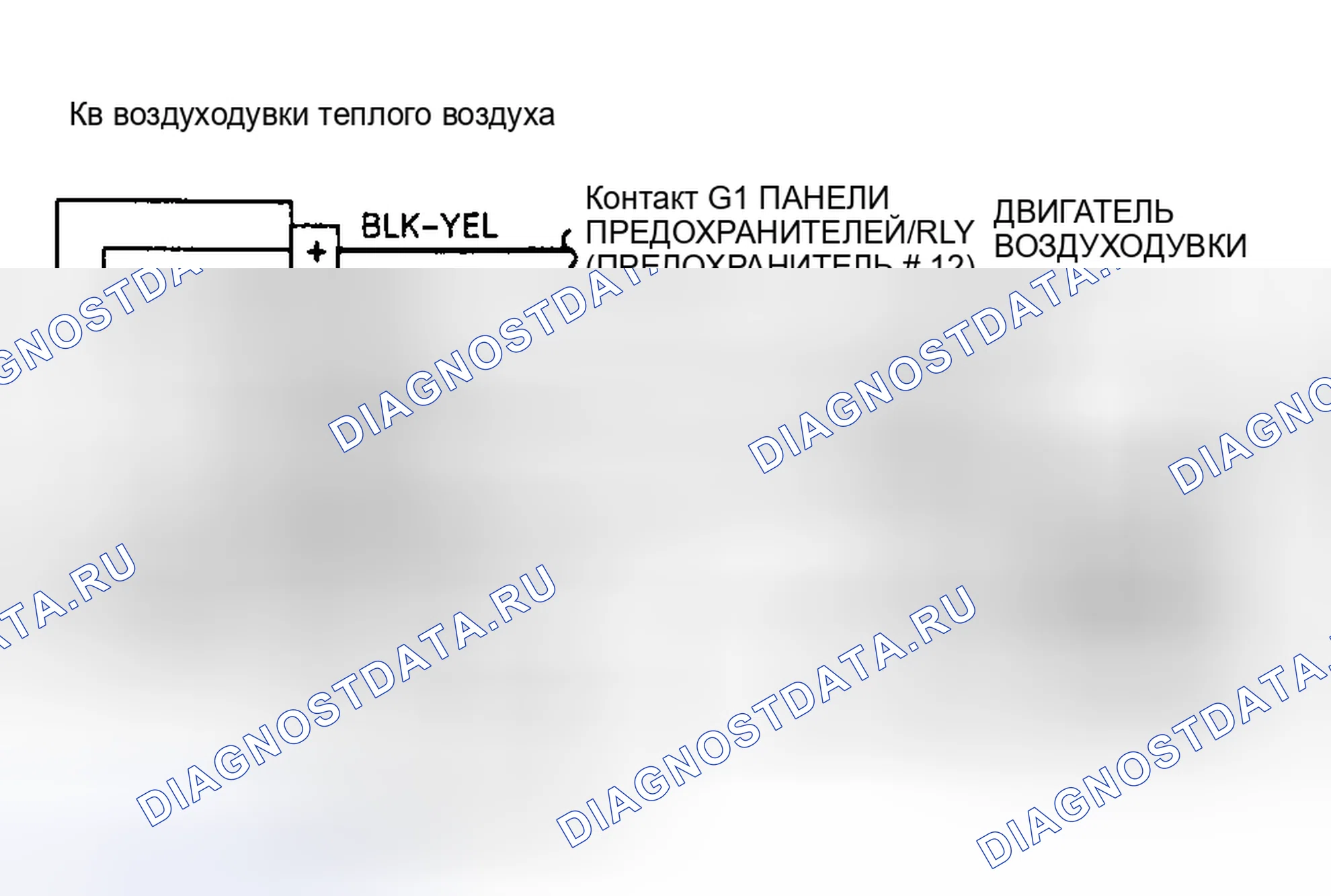 Рис. 2: Схема подключения двигателя воздуходувки теплого воздуха (Vanagon). Volkswagen Passat B3