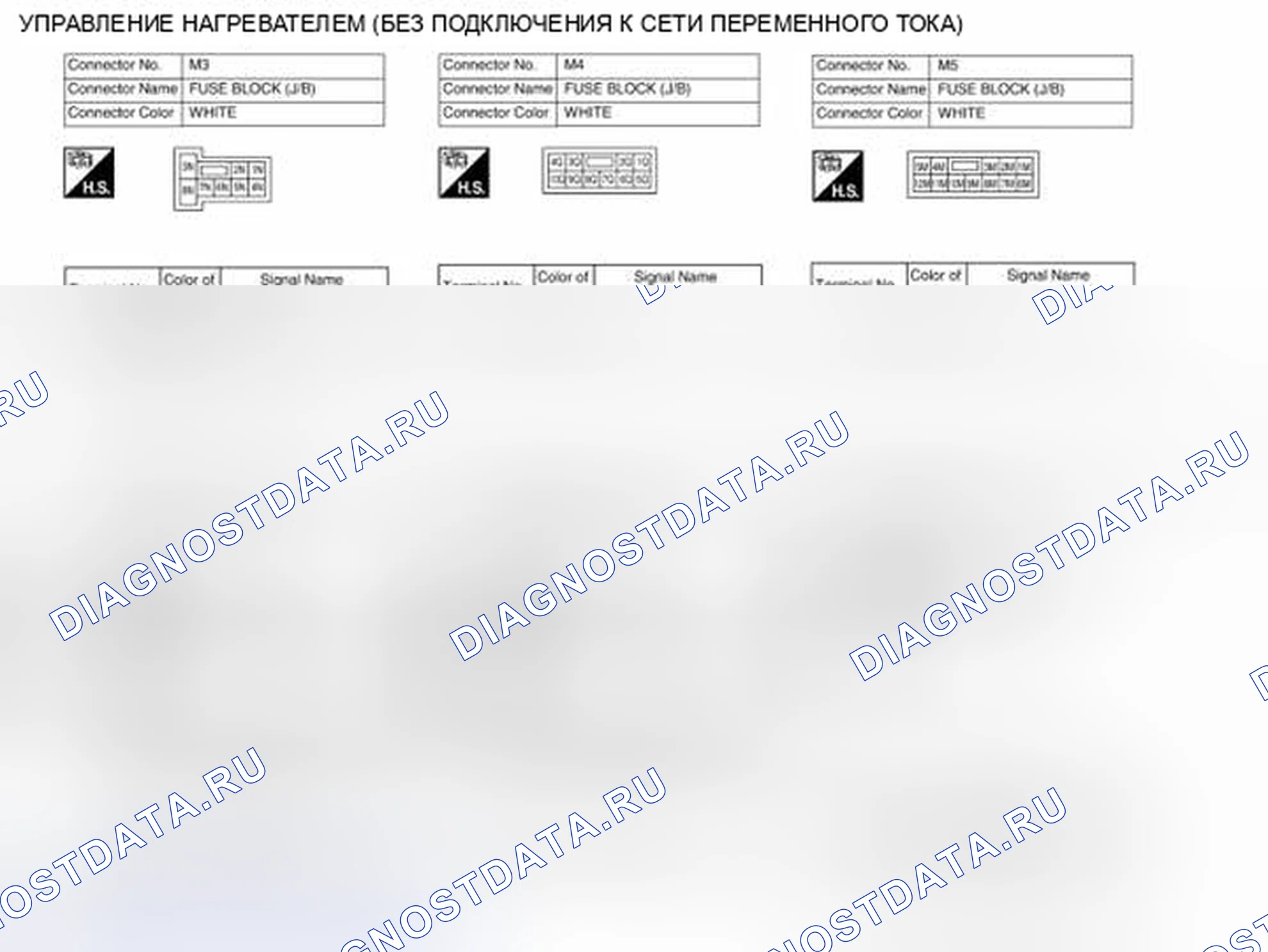 Рис. 50: Ручной кондиционер (управление нагревателем) - схема электропроводки (2 из 4). Nissan Altima L32